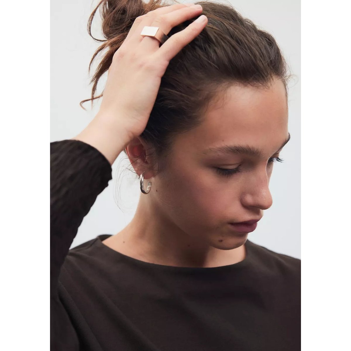T-shirt coton détails froncés marron, MANGO TEEN
