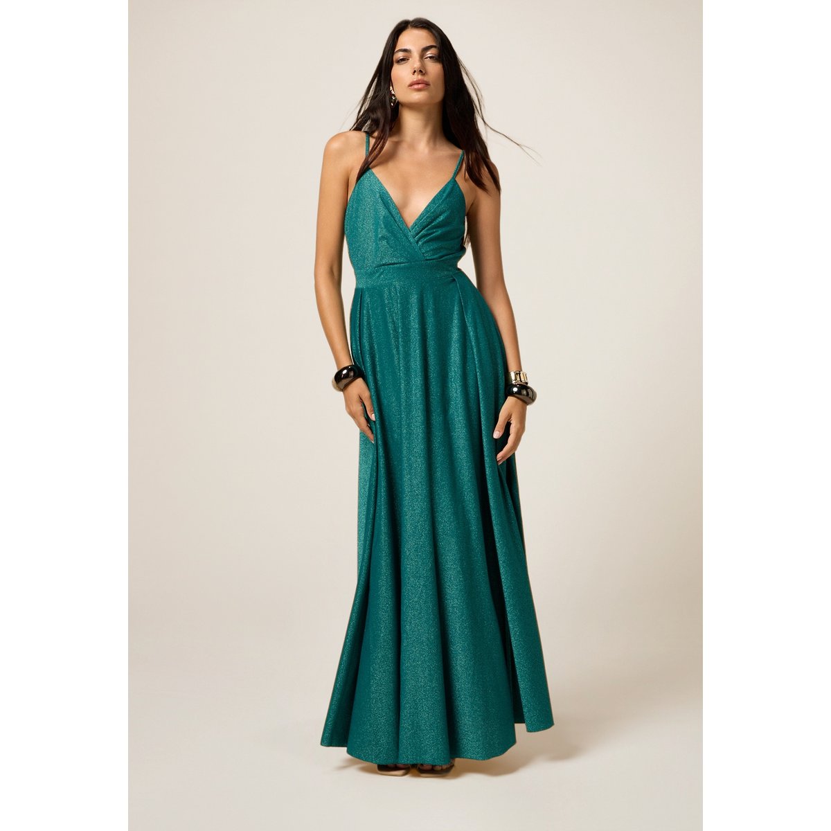 Robe plissée petrol blue, OLTRE