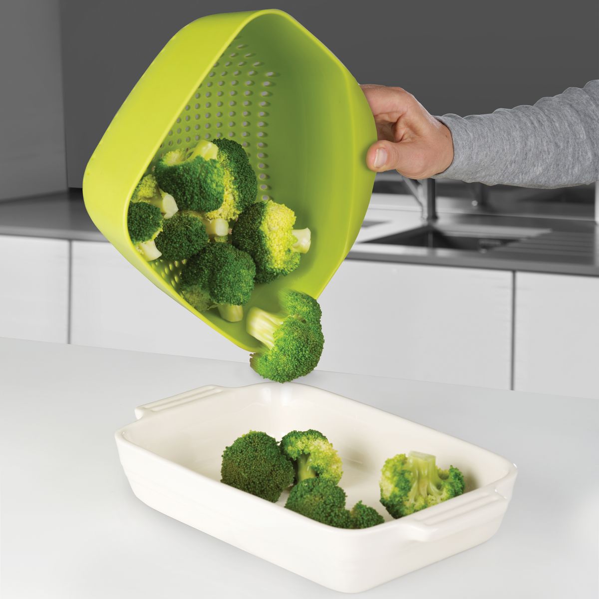 Passoire CAREE MM VERTE couleur unique, JOSEPH JOSEPH