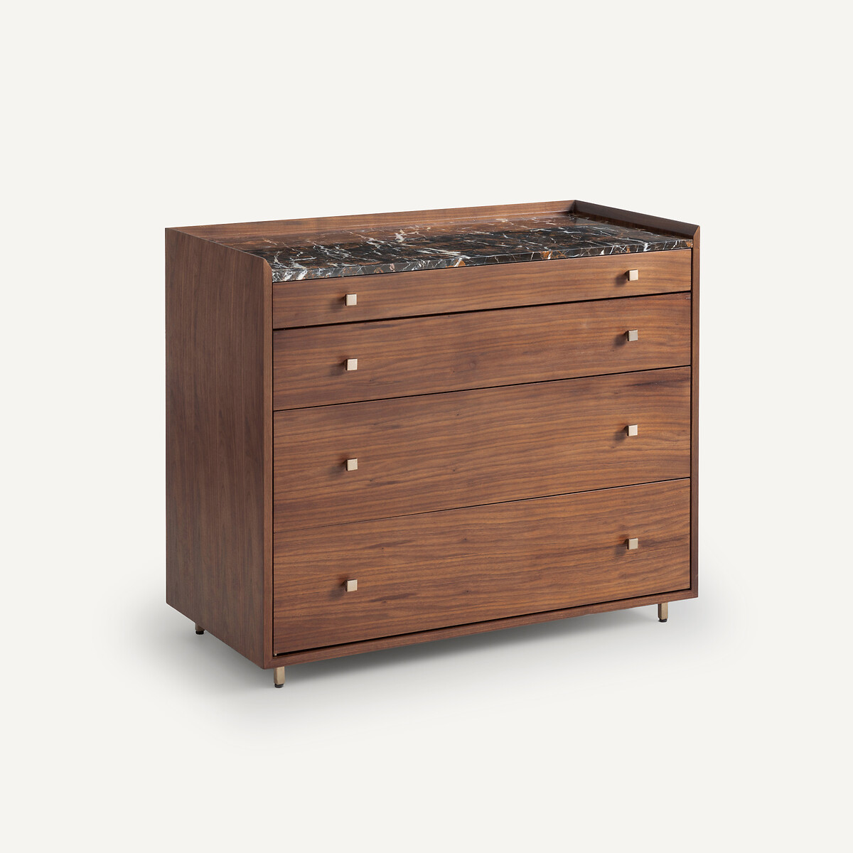 Commode 4 tiroirs plaqué noyer marbre ambré, Noham marbre ambré, AM.PM