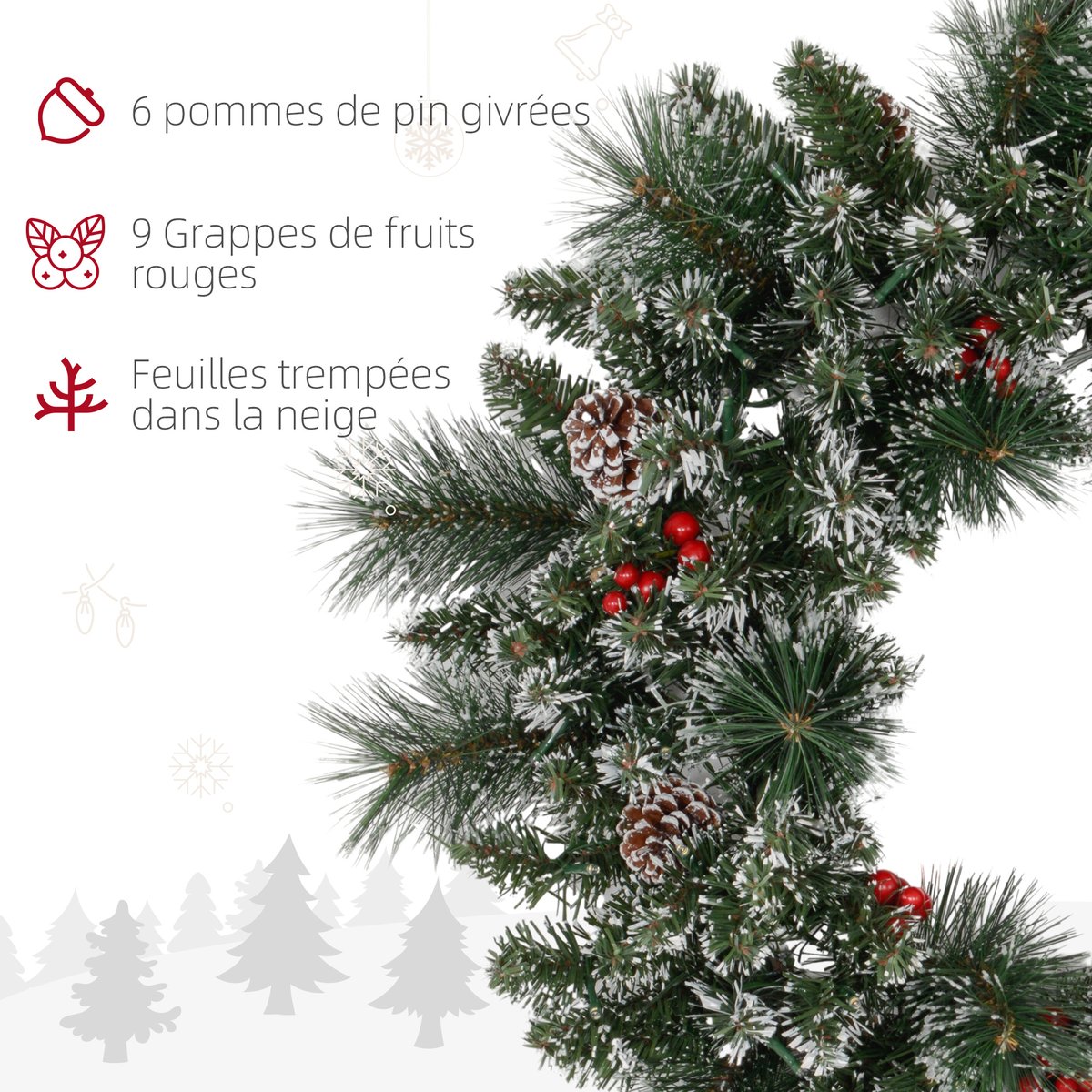 Couronne de Noël Plastique Vert vert, HOMCOM