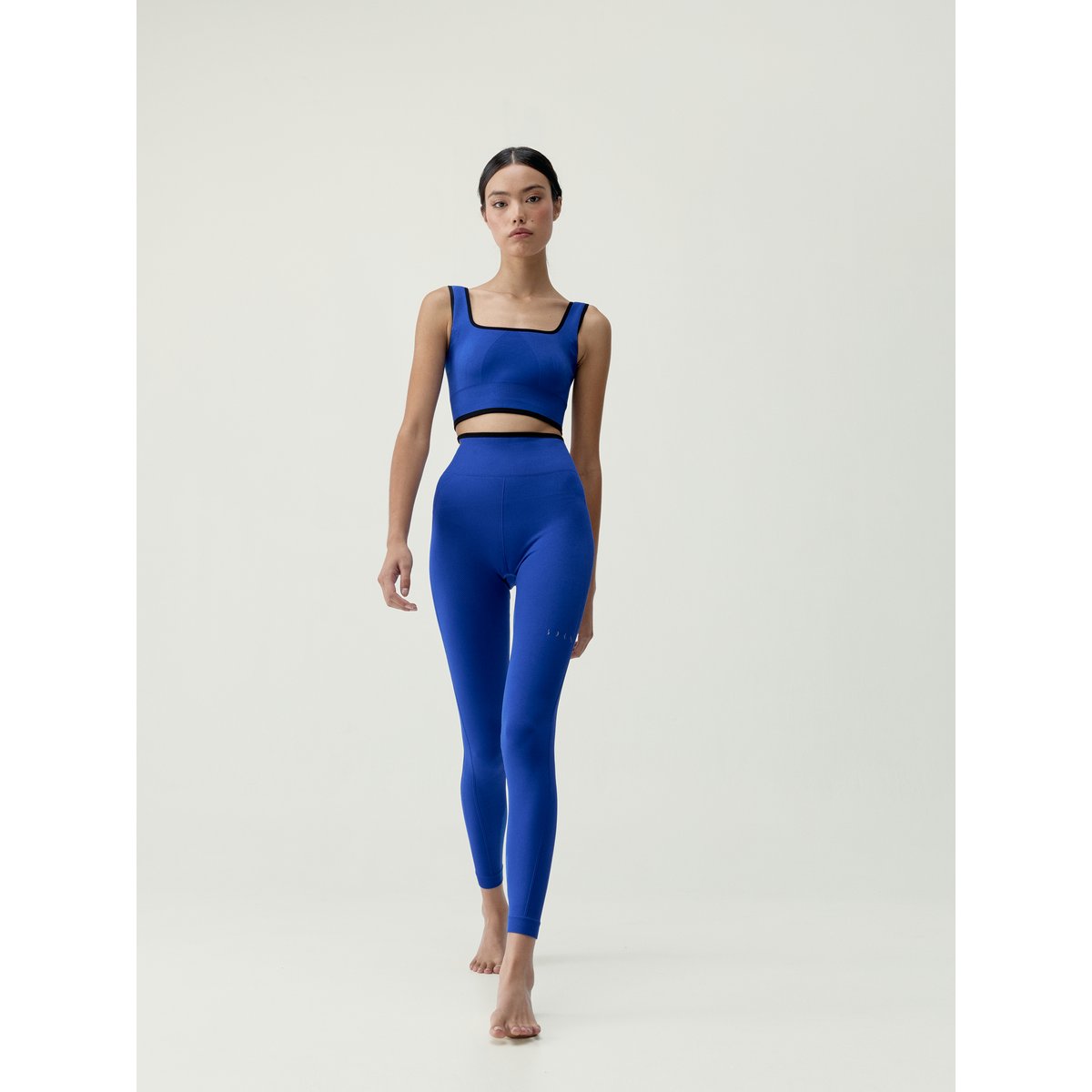 Legging de sport femme Tierra taille haute effet gainant bleu royal/noir, BORN