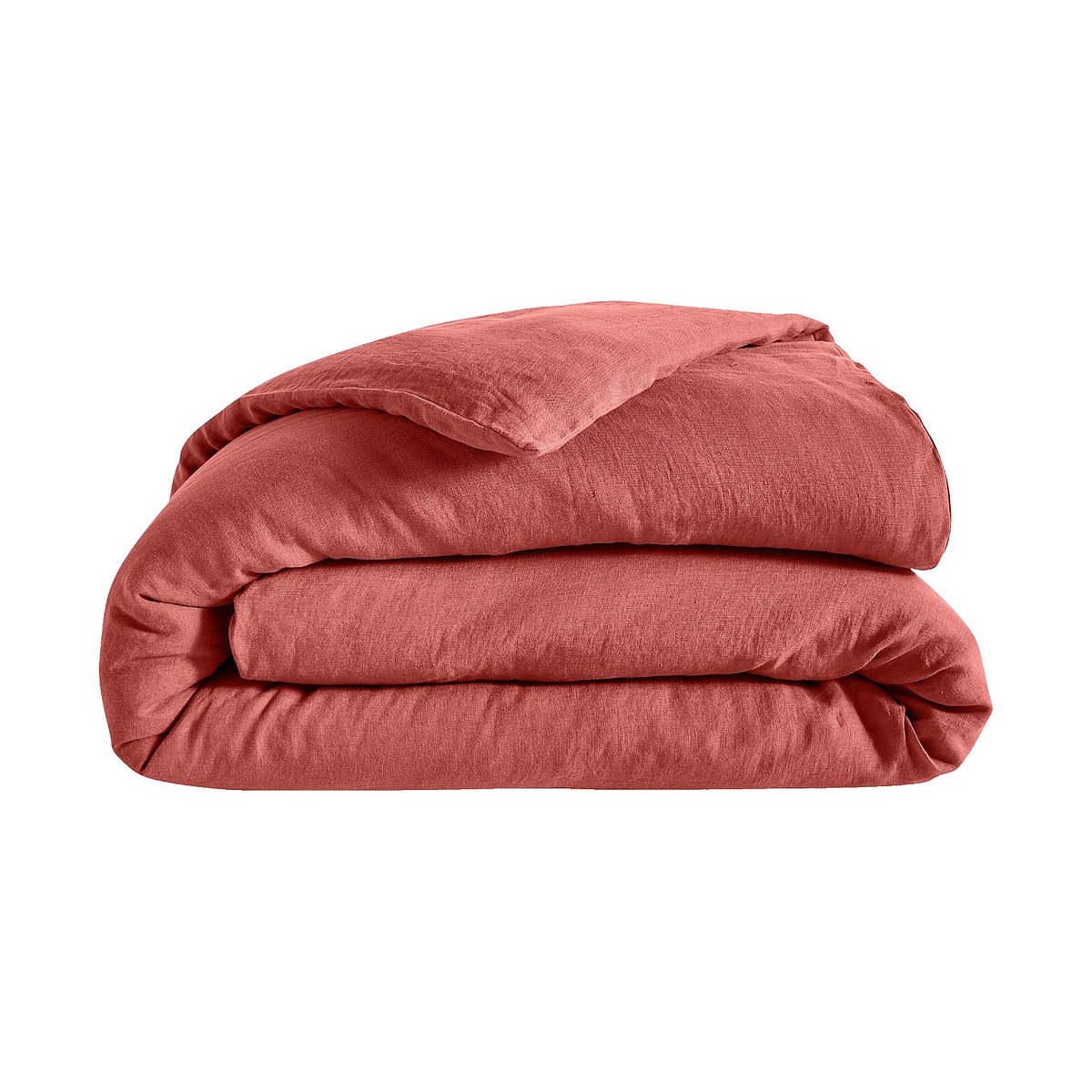 Housse de couette en lin BRUNELLE terracotta, HABITAT