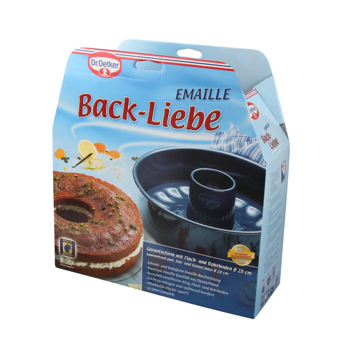 Moule à manqué et savarin, 2 fonds BACK LIEBE bleu, DR OETKER