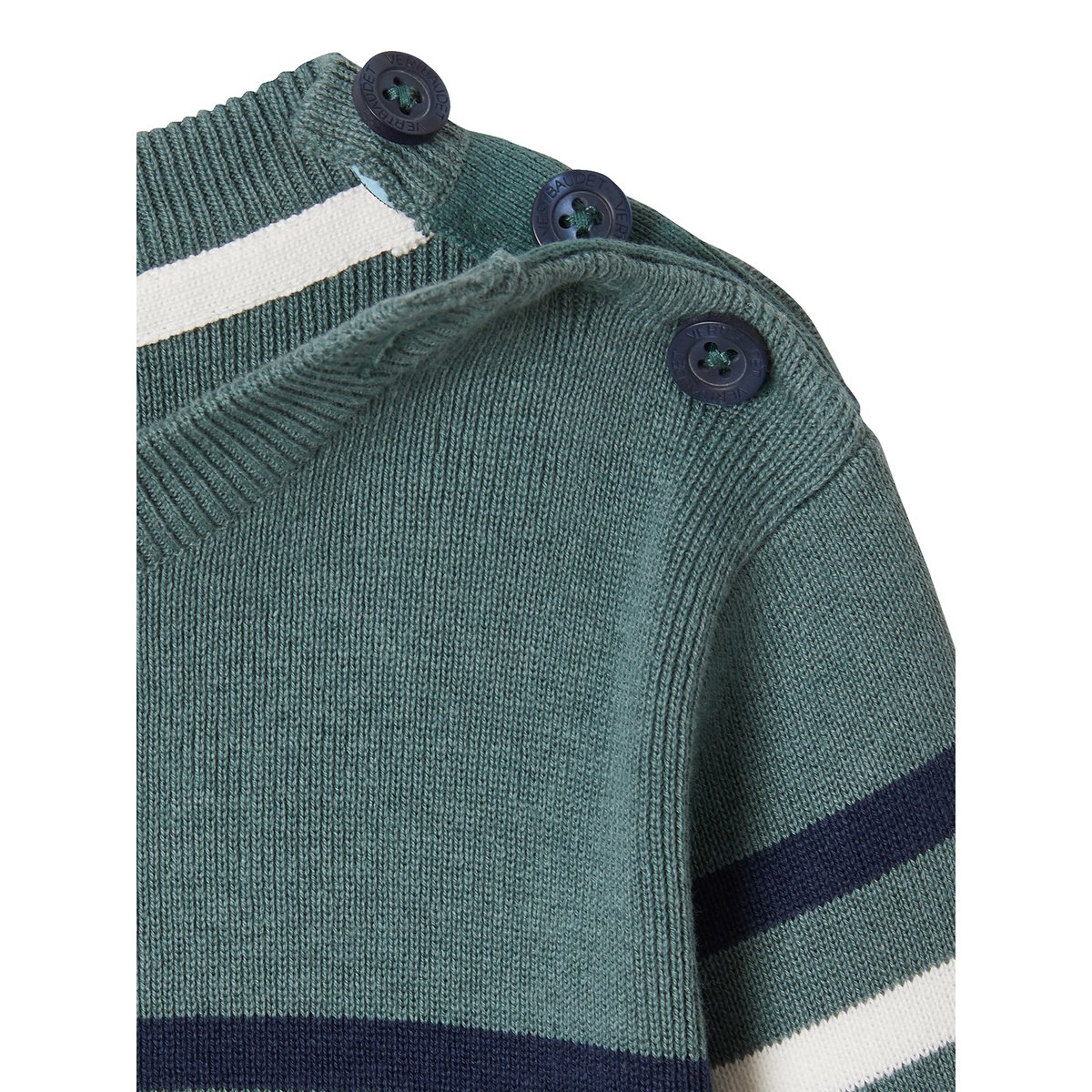 Pull marin sauge rayé marine et ivoire, VERTBAUDET