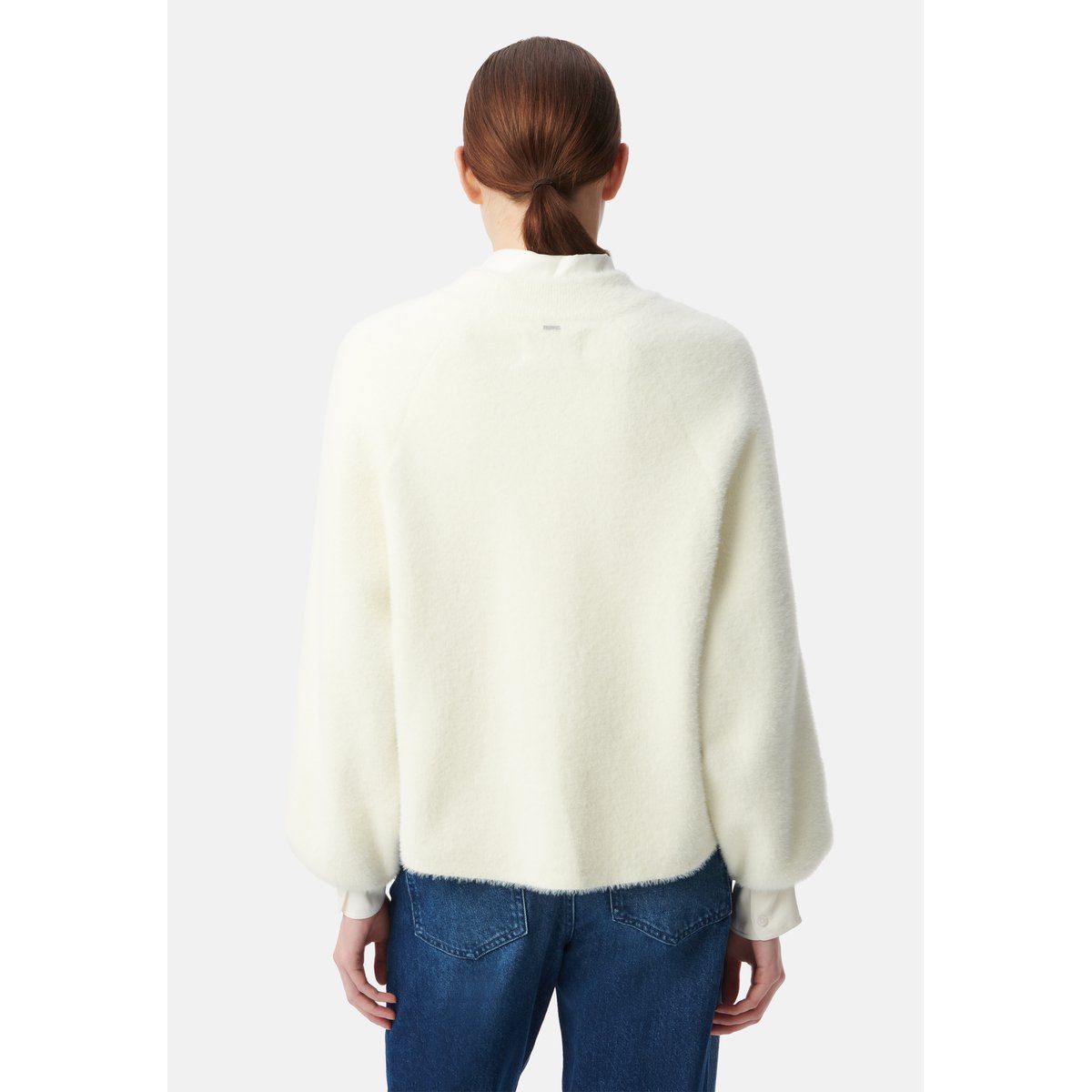 Cardigan tricot duveteux blanc cassé, IKKS