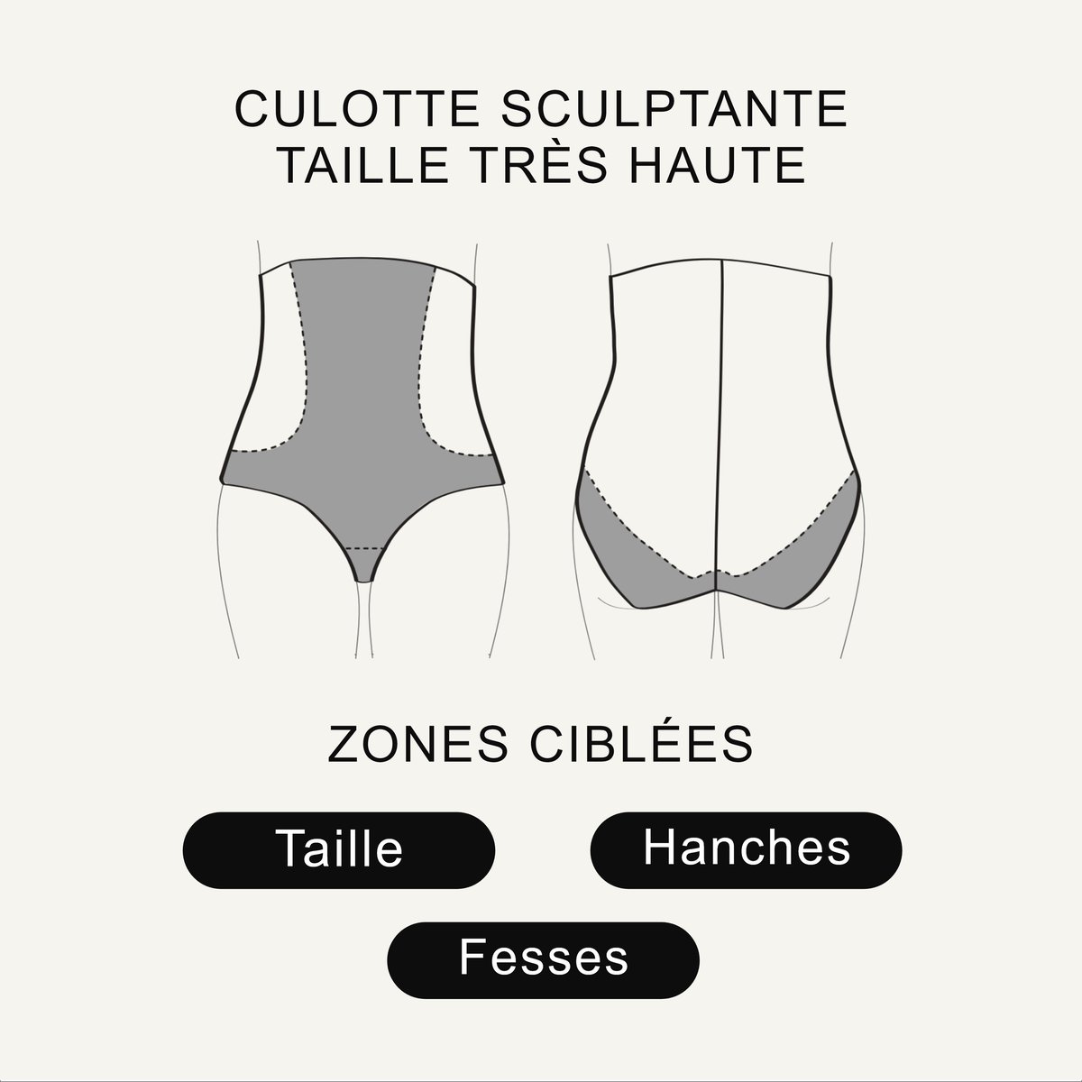 Believe culotte tres haute gainante Sculptant noir, ROUGEGORGE LINGERIE