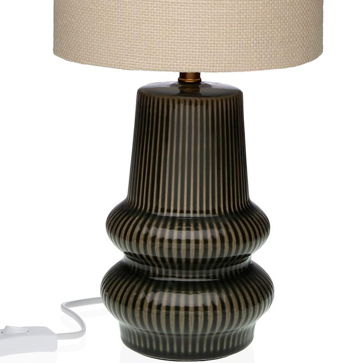Lampe à poser en céramique verte et abat-jour beige 20x20x41.5cm vert, VERSA