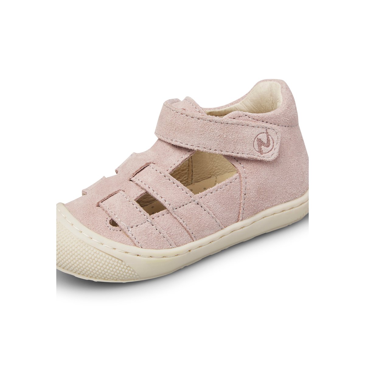 Sandales semi-ouvertes en daim BEDE rose poudré-, NATURINO