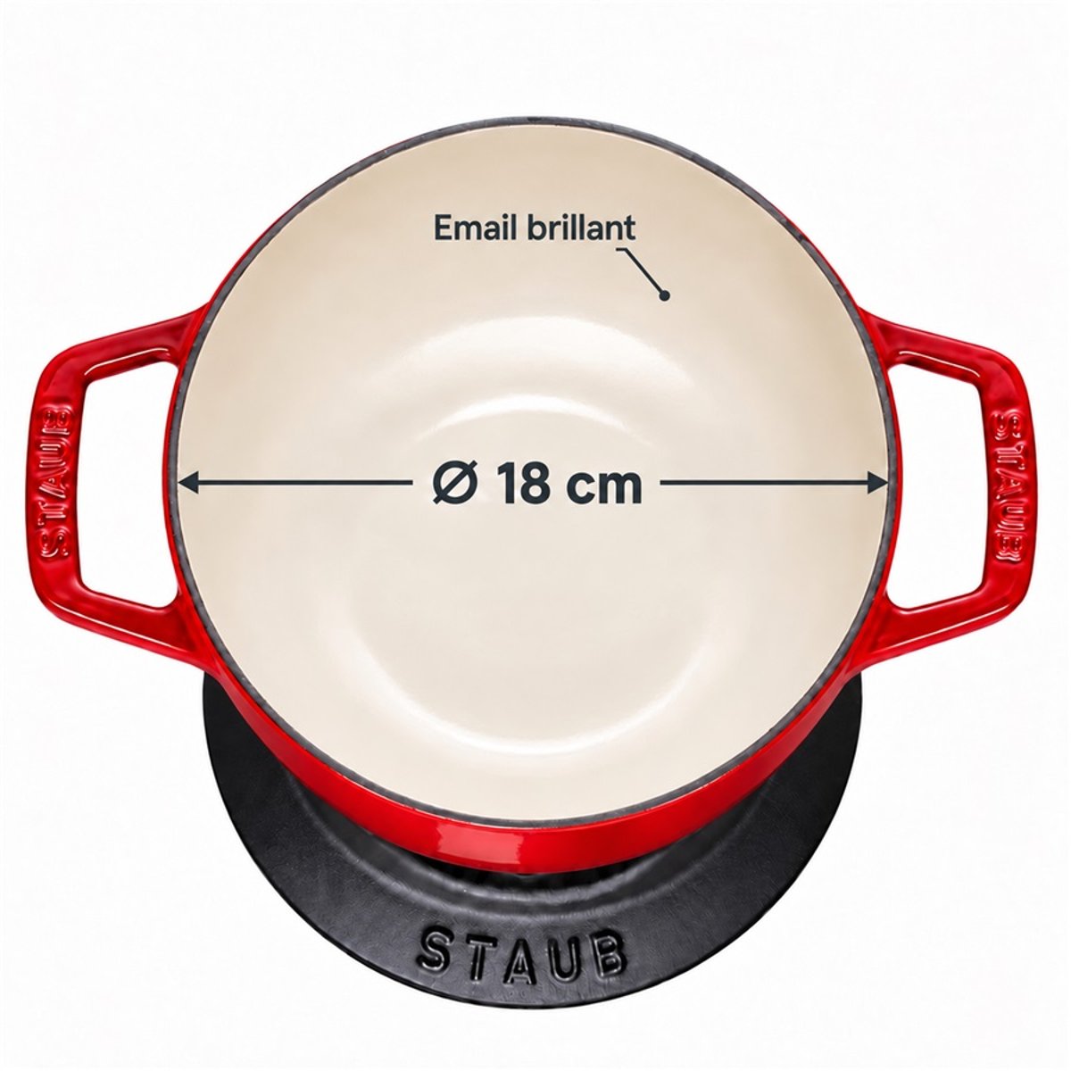 STAUB Service à fondue fonte 18 cm. induction. four. Cerise cerise, STAUB