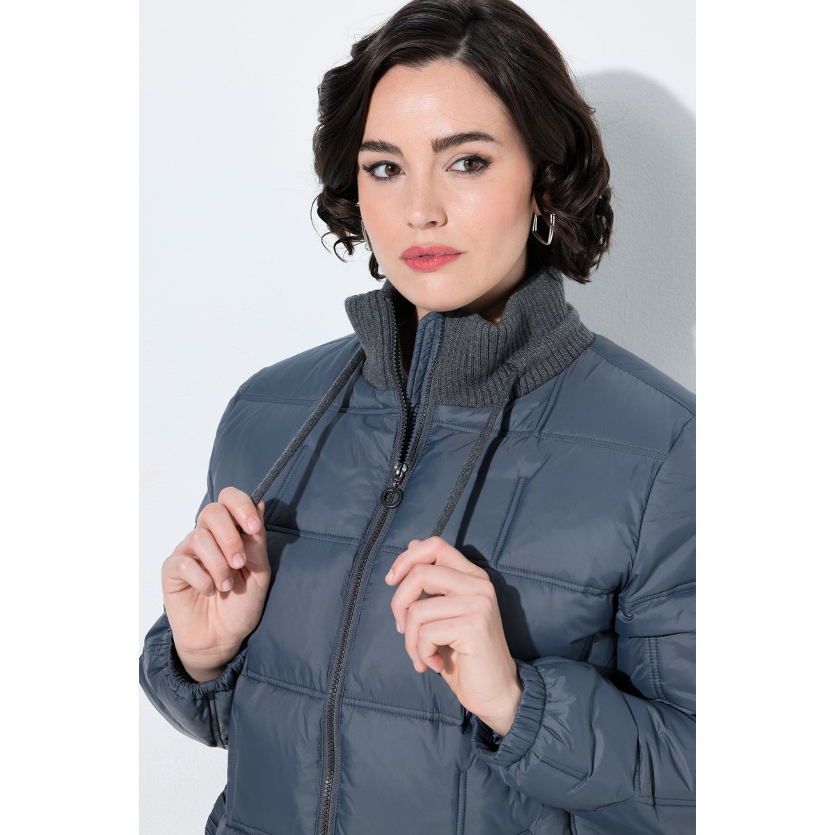 Veste matelassée HYPRAR, col montant côtelé gris foncé, ULLA POPKEN