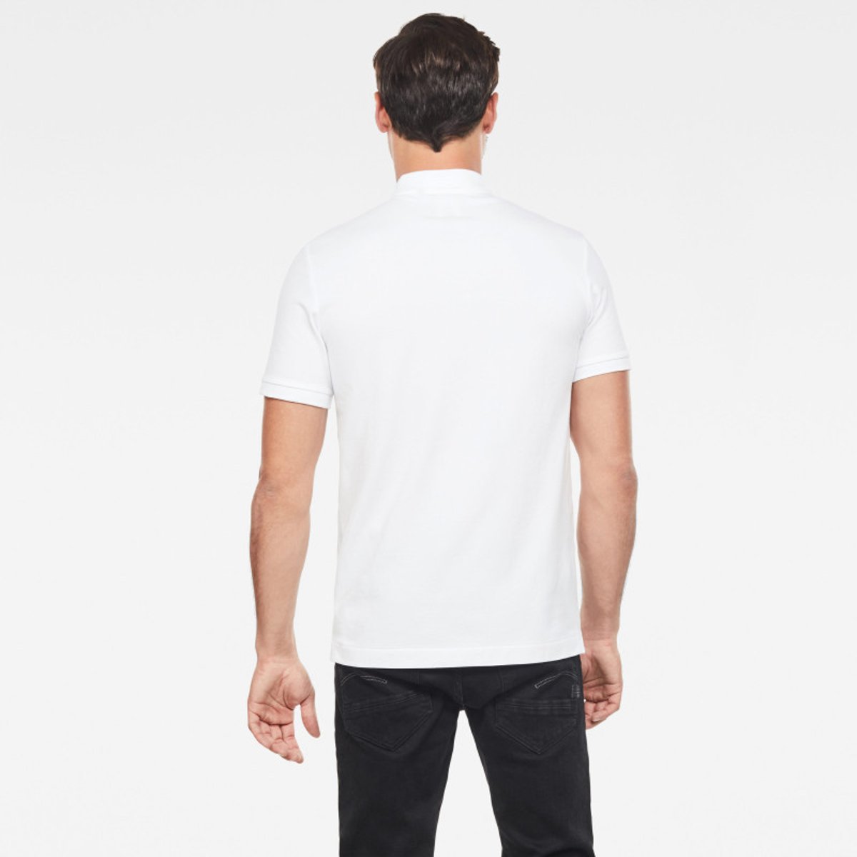 Polo en coton biologique rose uni avec une coupe droite et un col boutonné blanc, G-Star RAW