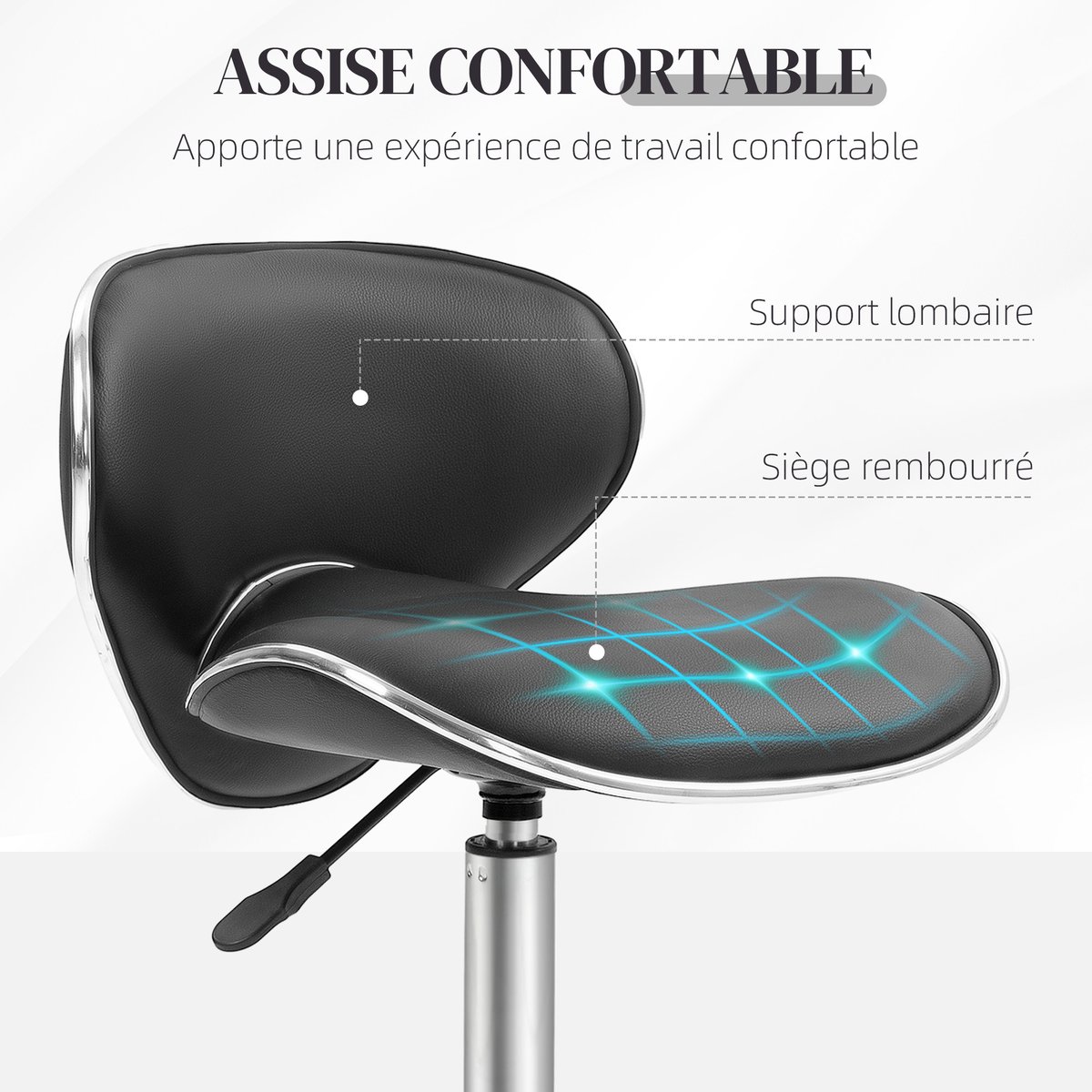 Tabouret de salon Polyuréthane Noir noir, HOMCOM
