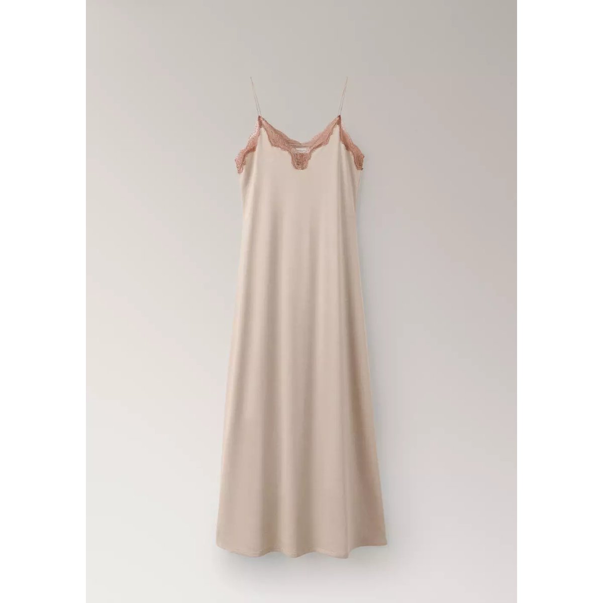 Caftan lyocell coton dentelle rose, MANGO