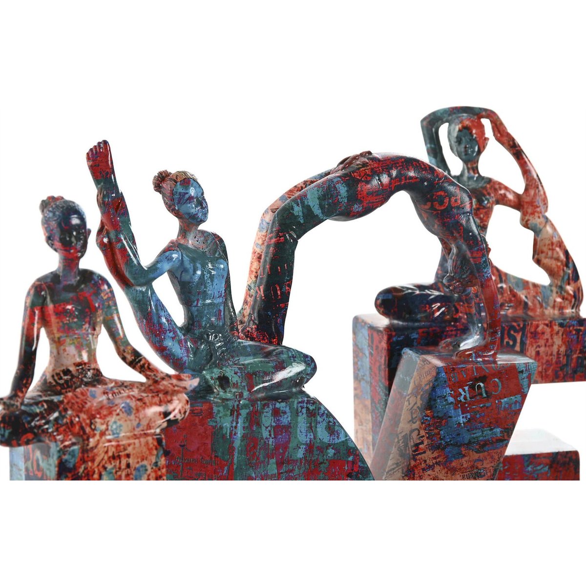 Statuette décorative yoga, MODERNO multicolore effet artistique rouge bleu, RECOLLECTION