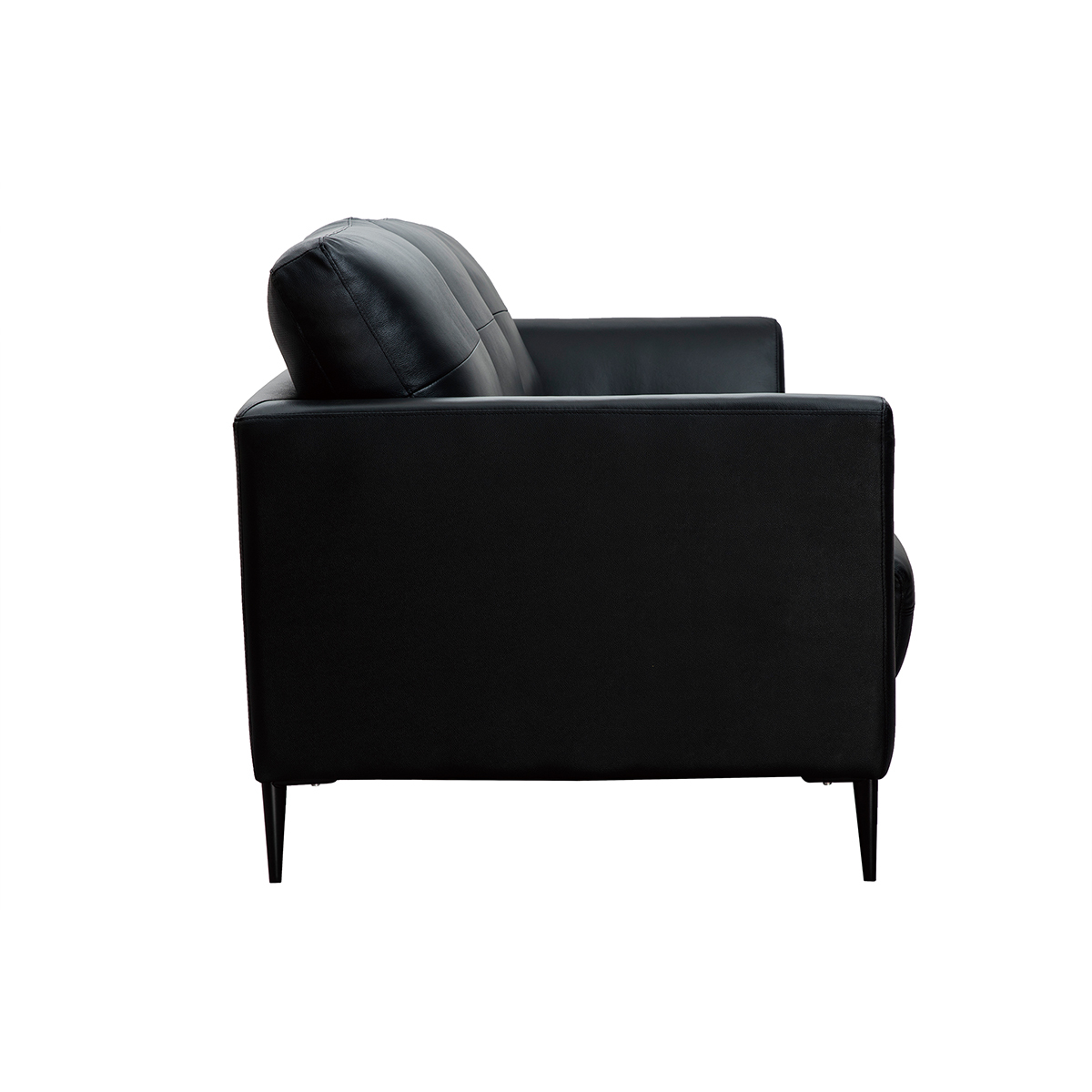 Canapé 3 places cuir noir et métal noir JOPLIN noir, MILIBOO
