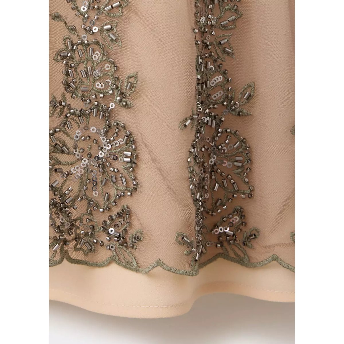 Robe en mousseline à strass nude, MANGO