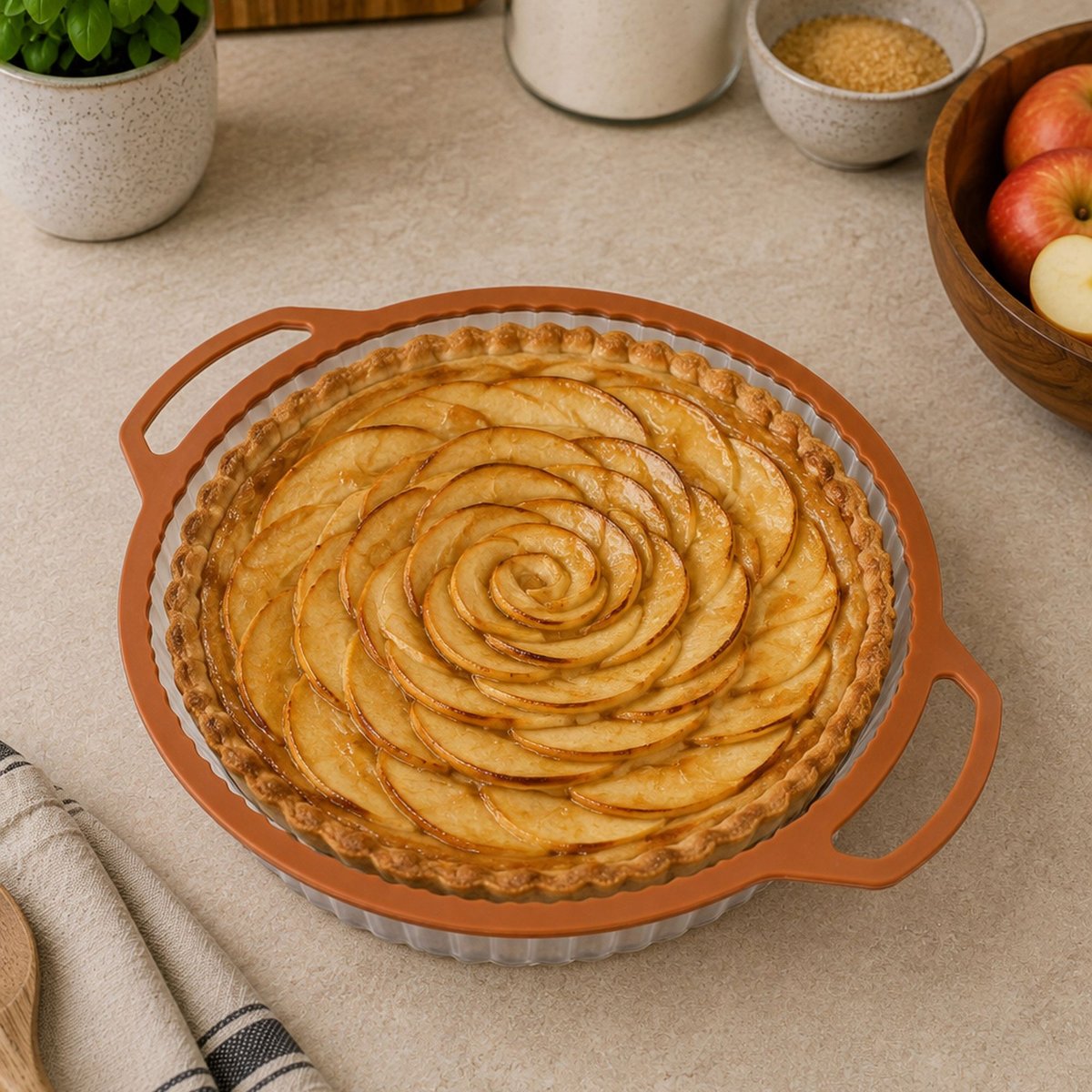 Moule à tarte 26cm en silicone et acier carbone, MADY orange-transparent, MENASTYL