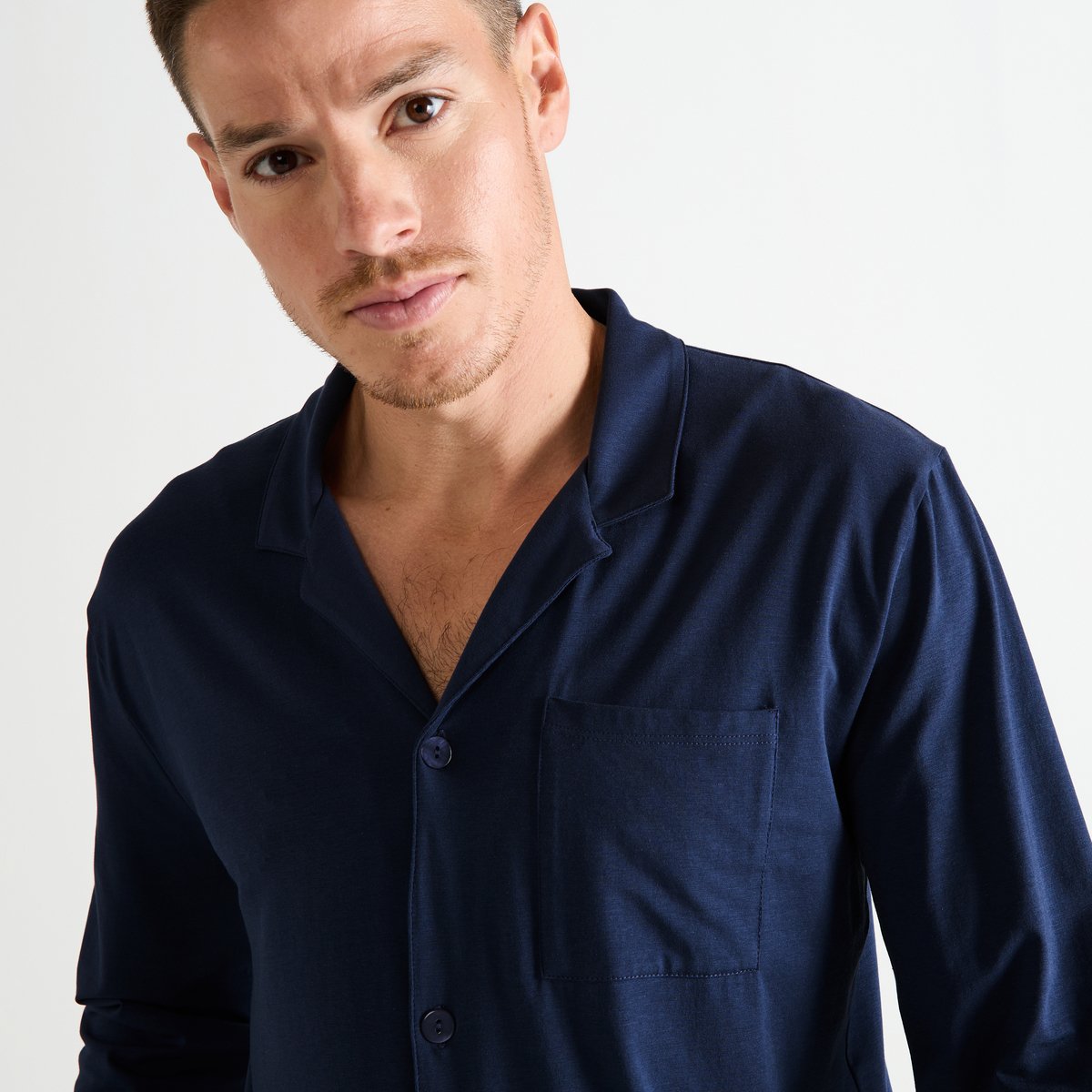 Chemise col tailleur en jersey BASILE nuit, LAURENCE TAVERNIER