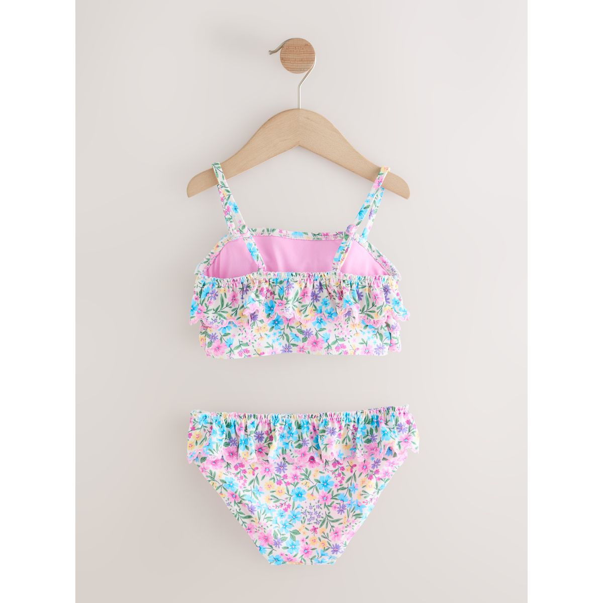 Bikini volanté petits motifs floraux roses et jaunes, NEXT