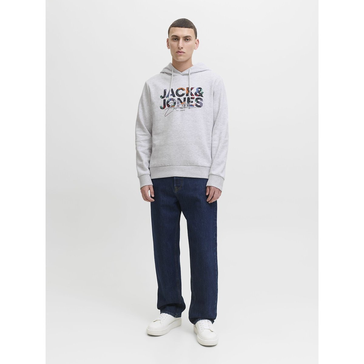 Sweat à capuche Geplas gris clair, JACK & JONES