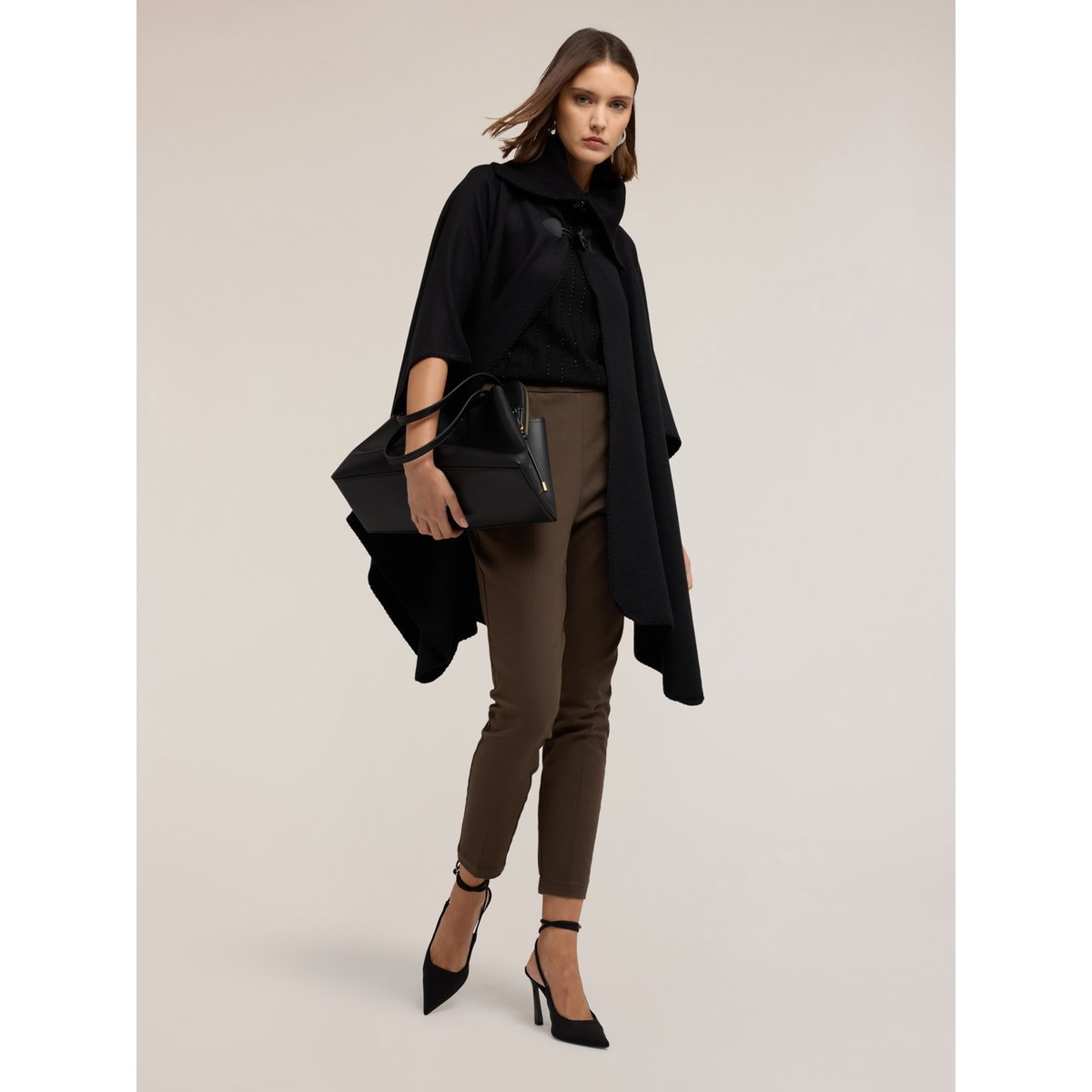 Pantalon skinny en coton technique verde militare, MOTIVI