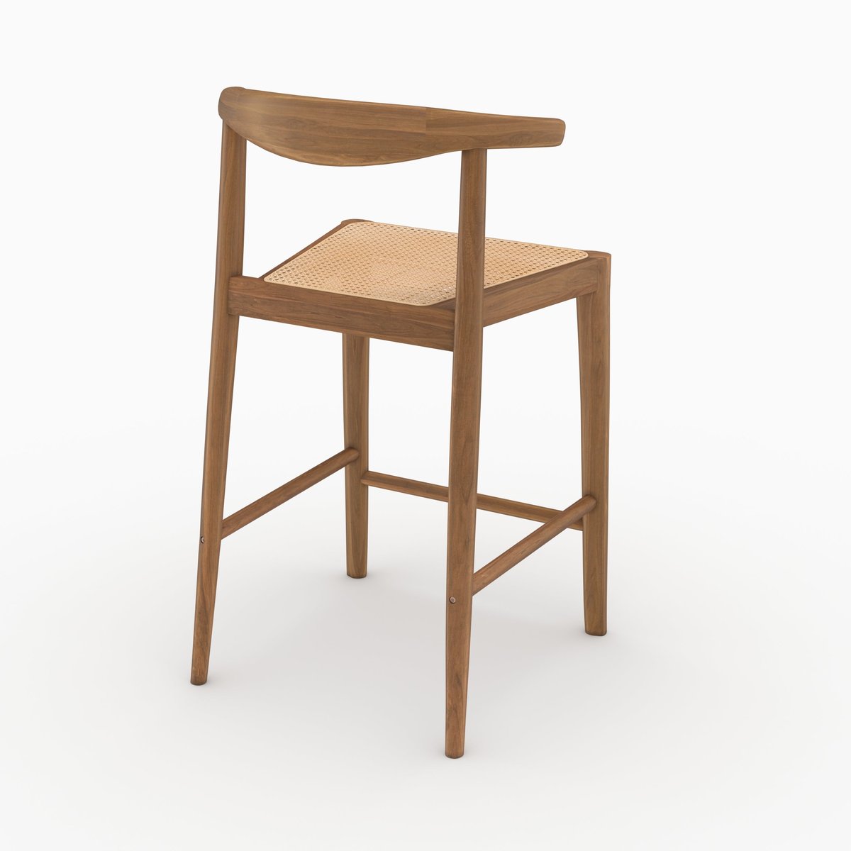 Lot de 2 chaises pour îlot central en bois de teck vernis et cannage - ALIA marron, MAISON PAVANE