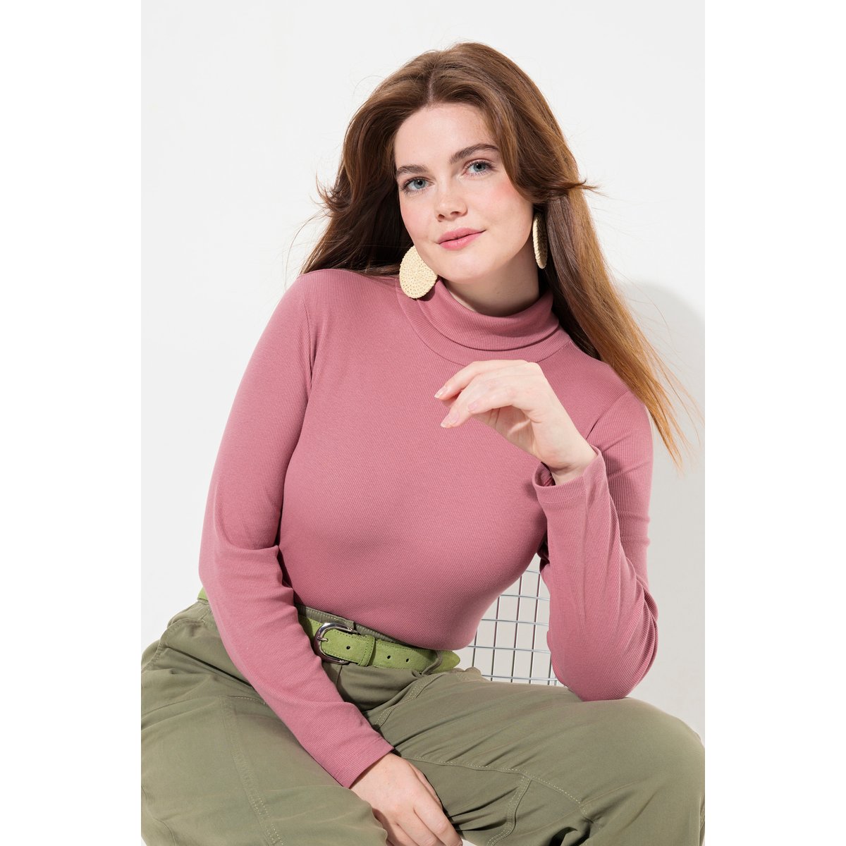 Body en jersey bord-côte de coton bio vieux rose, ULLA POPKEN