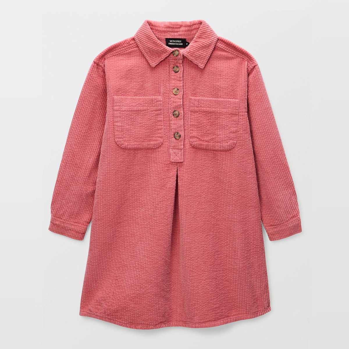 Robe unie en velours côtelé sorbet, MONOPRIX