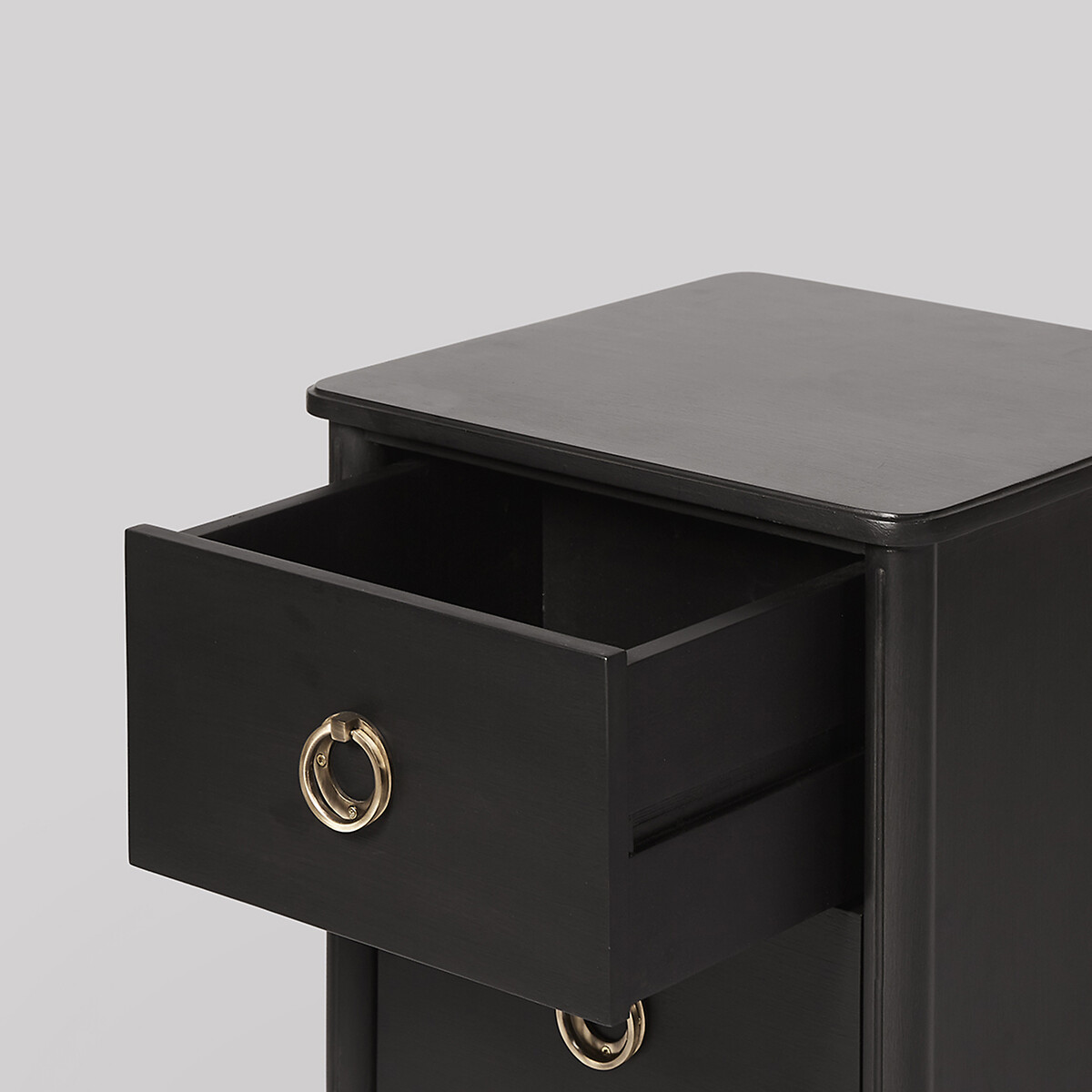 Reyna Mango Wood 2 Drawer Bedside Table black, SWOON
