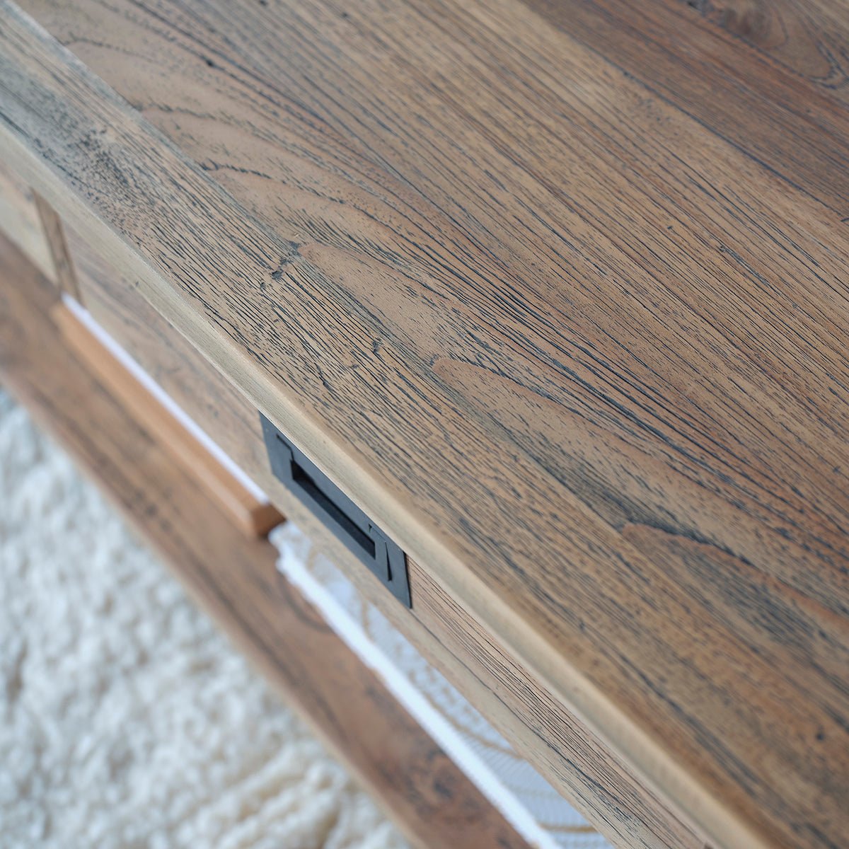 Table basse en bois de teck recyclé 120 cm CARGO naturel, BERAH GETAH