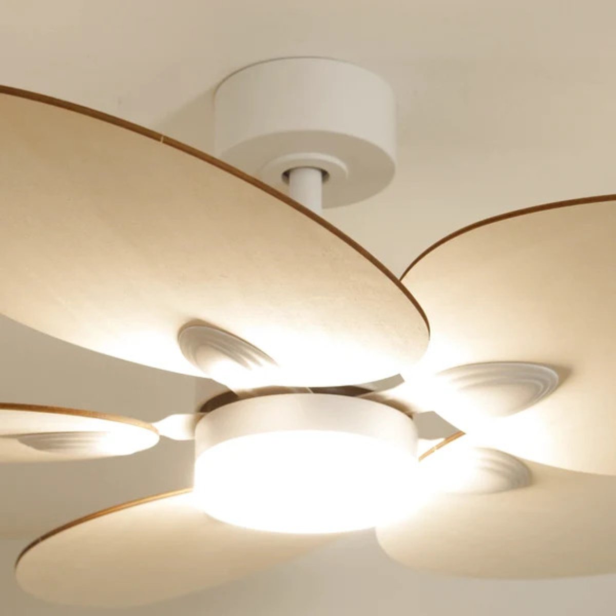 Plafonnier ventilateur en bois de peuplier DAHLIA bois clair, ATELIER LOUPIOTE
