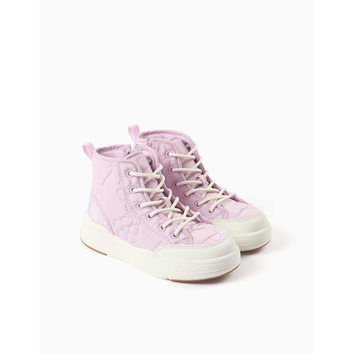 Baskets montantes rembourrées avec broderie florale mauve lilas, ZIPPY