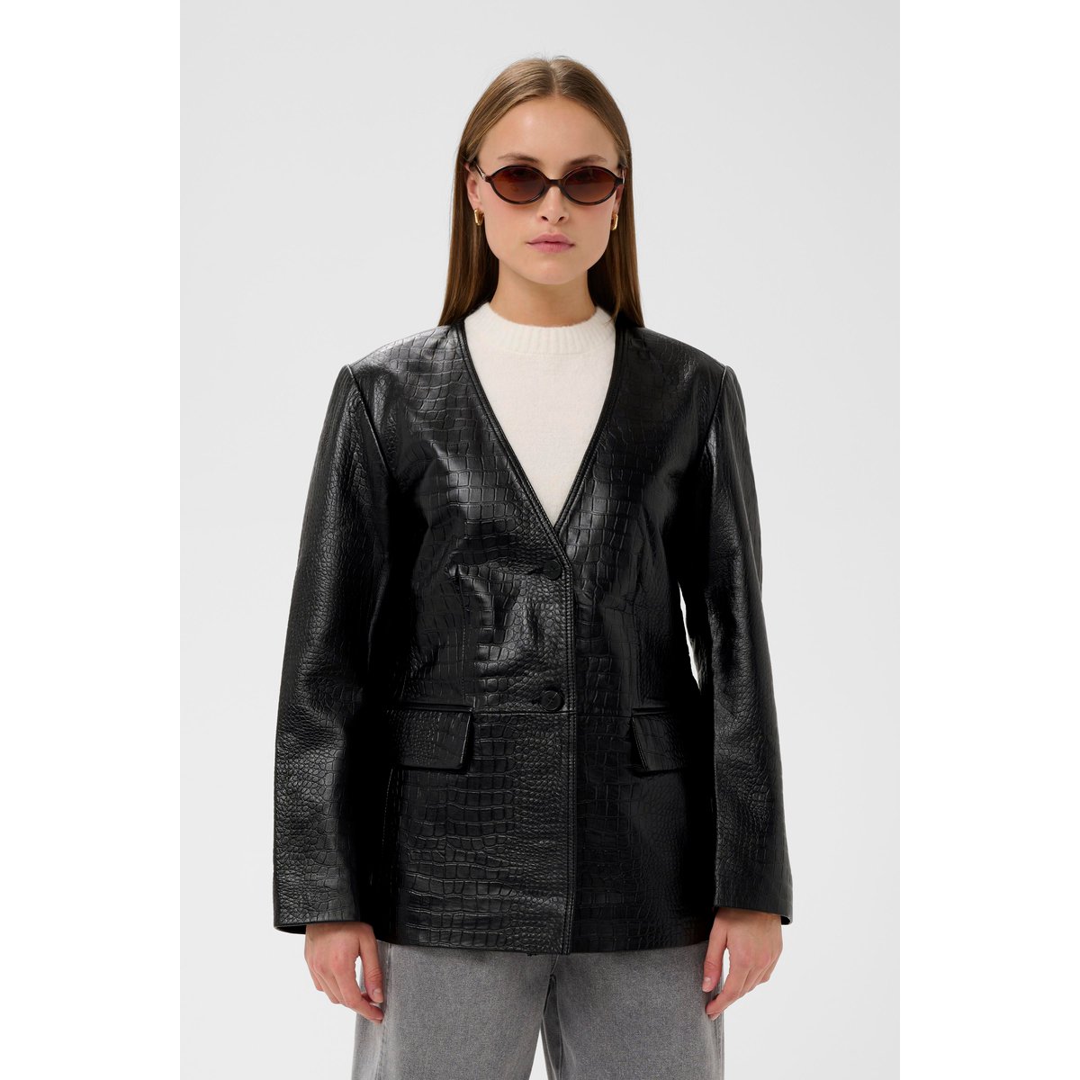 Veste en cuir noir, SOAKED IN LUXURY