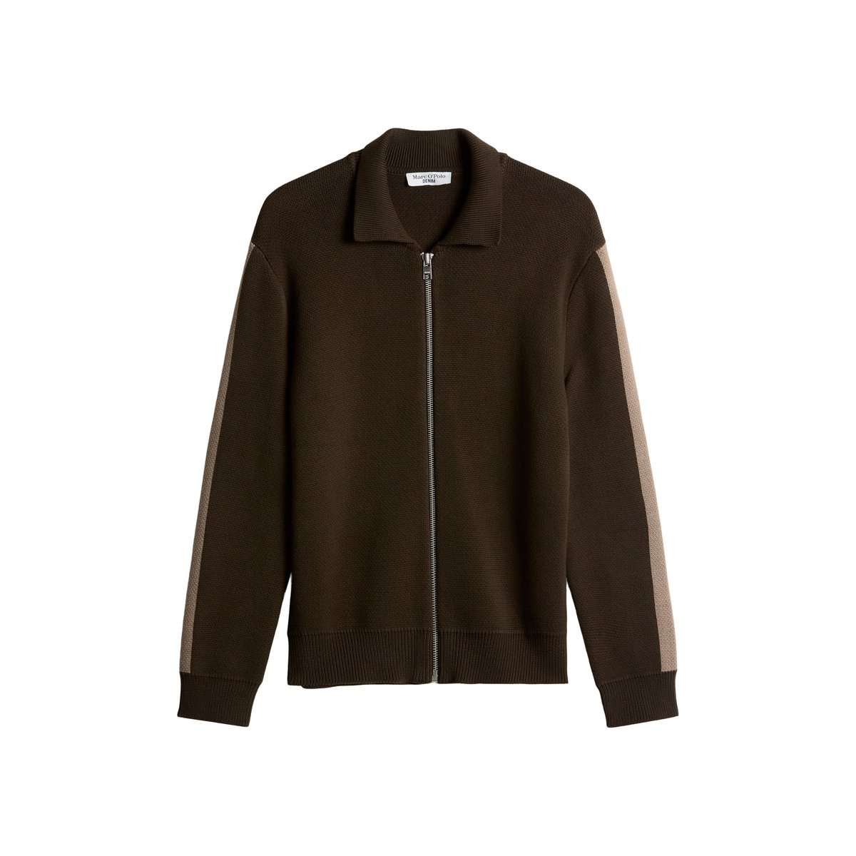 Cardigan décontracté en maille épaisse de coton bio marron, MARC O’POLO DENIM