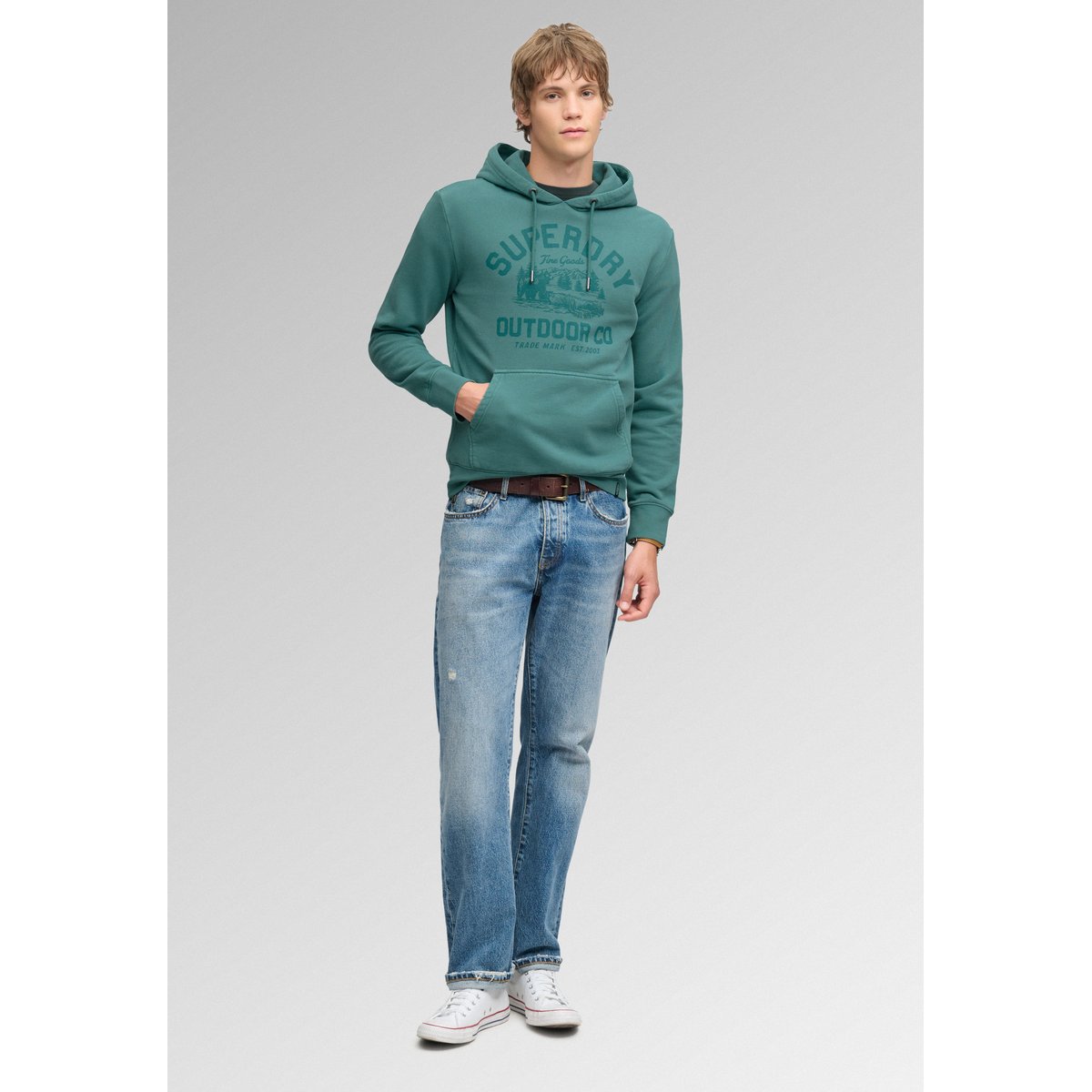 Sweat à capuche Outdoor Icon coupe décontractée bleu sarcelle, SUPERDRY