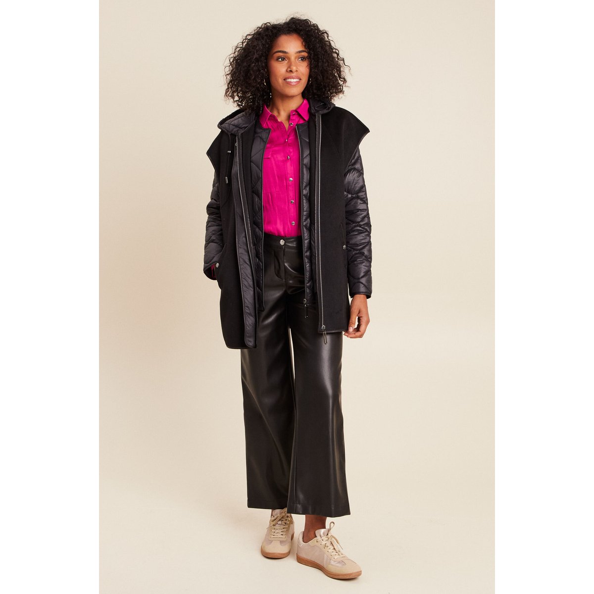 Chemise satinée manches longues rose fushia, BREAL
