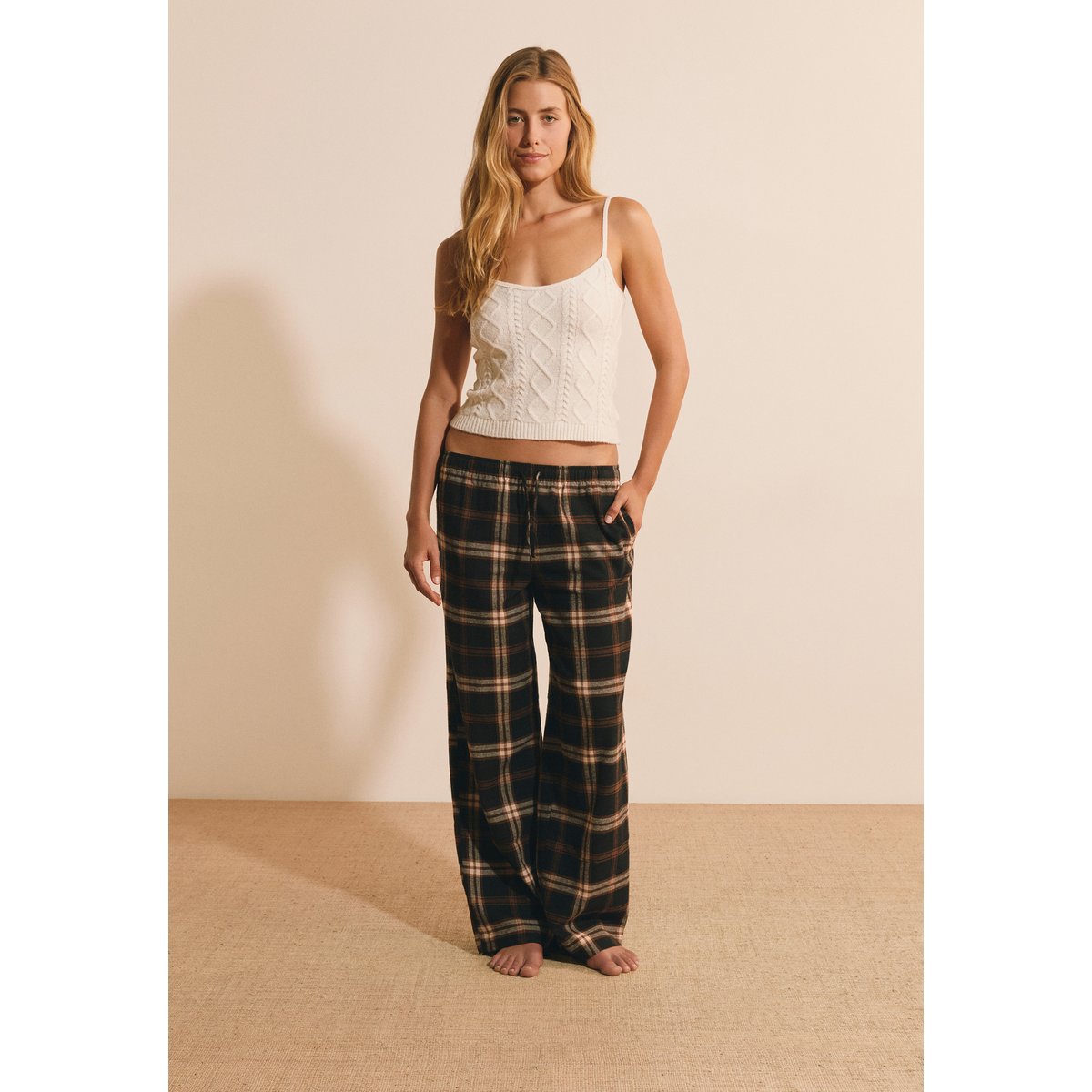Pantalon de pyjama à carreaux en coton BELINAY anthracite, ETAM