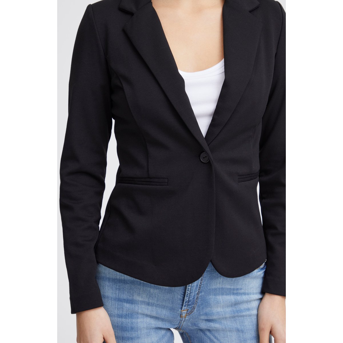 Blazer coupe ajustée, col tailleur noir, ICHI