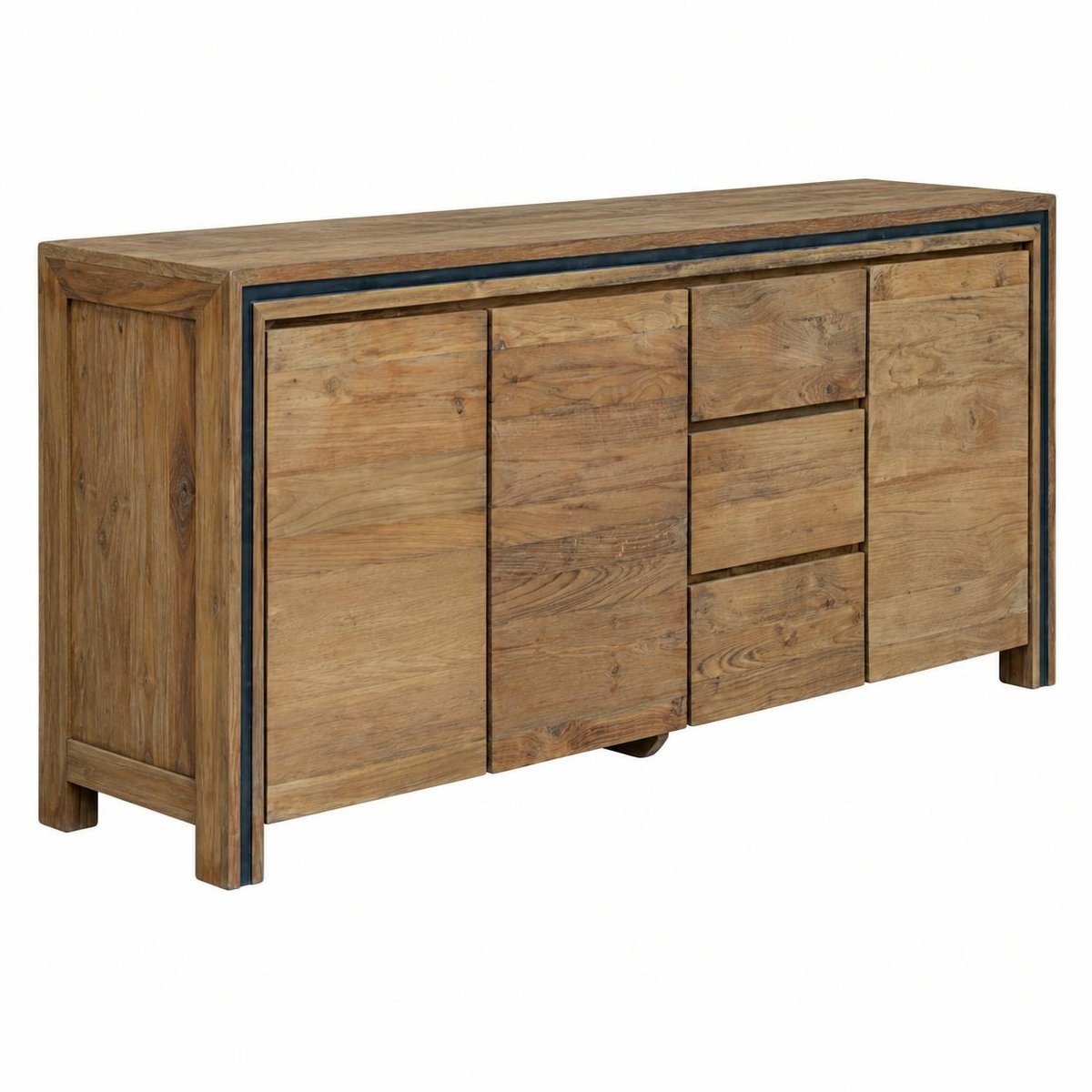 Buffet bois recyclé de teck 3 portes 3 tiroirs VADOD bois naturel, PIER IMPORT