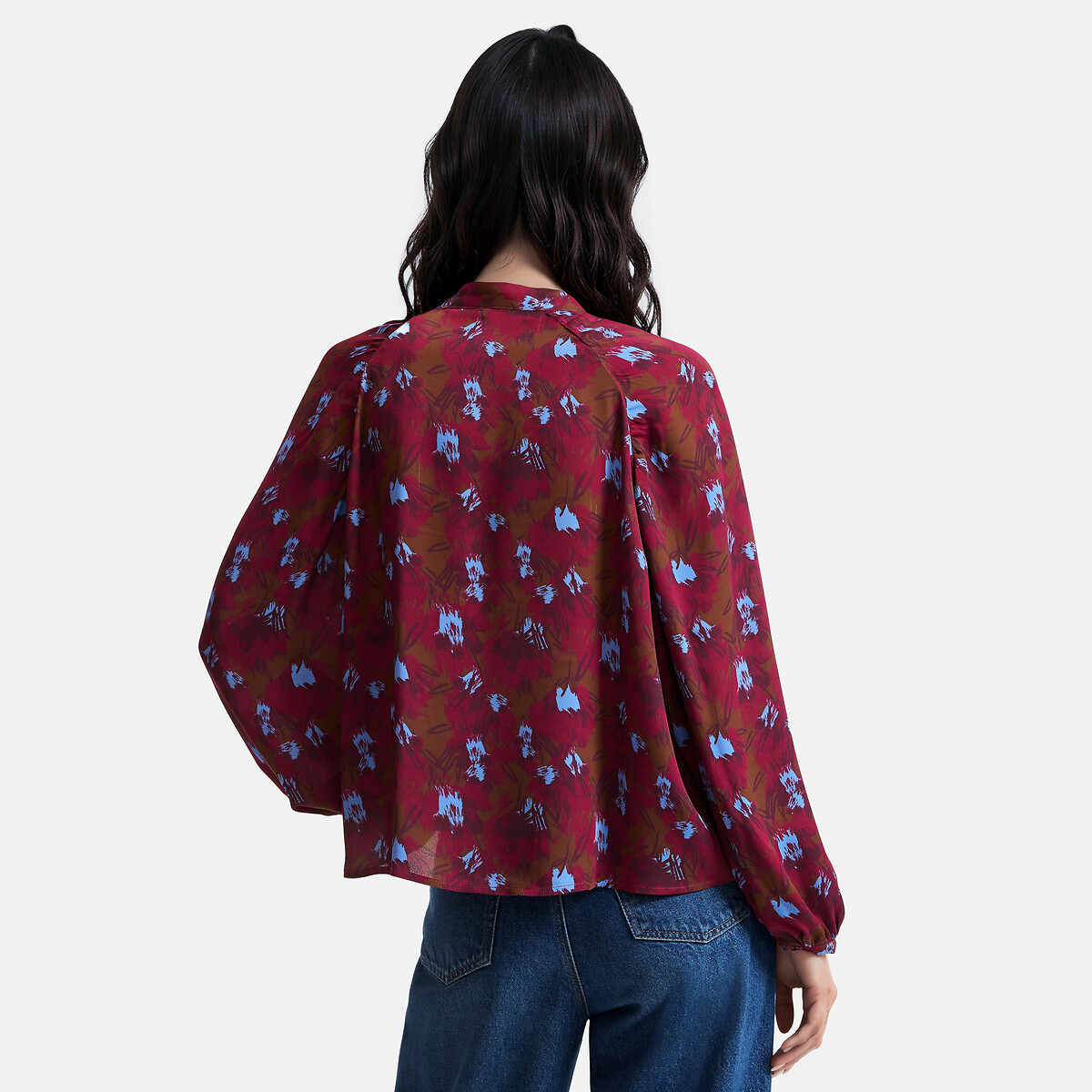 Blouse col rond imprimé graphique manches longues imprimé marron, LA REDOUTE COLLECTIONS
