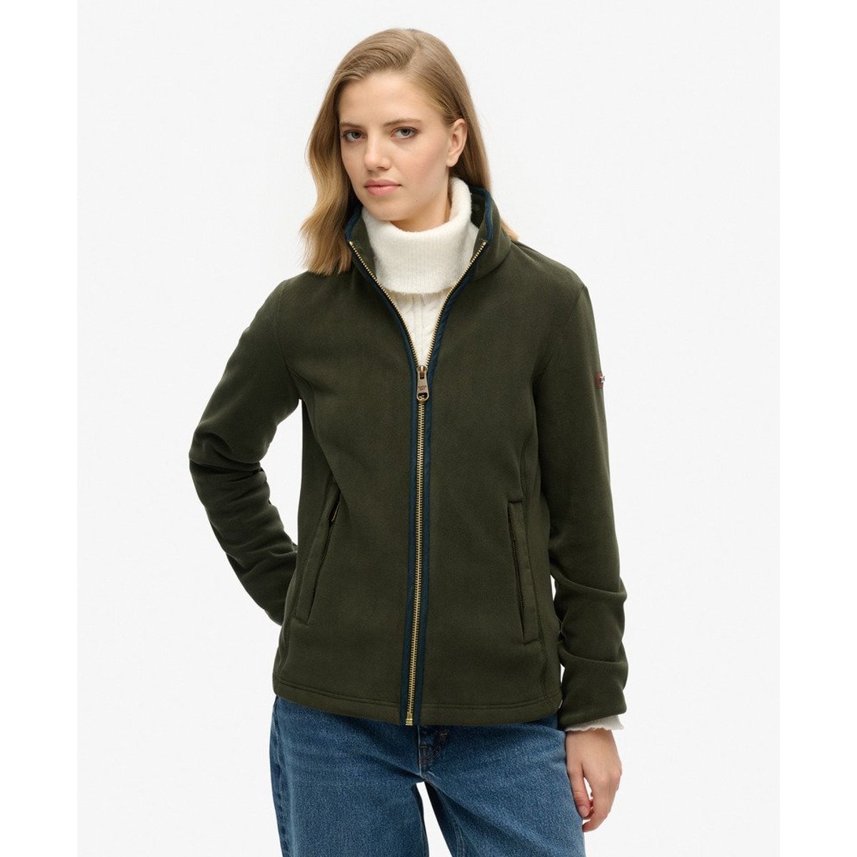 Polaire zippée Estate vert olive surplus goods, SUPERDRY
