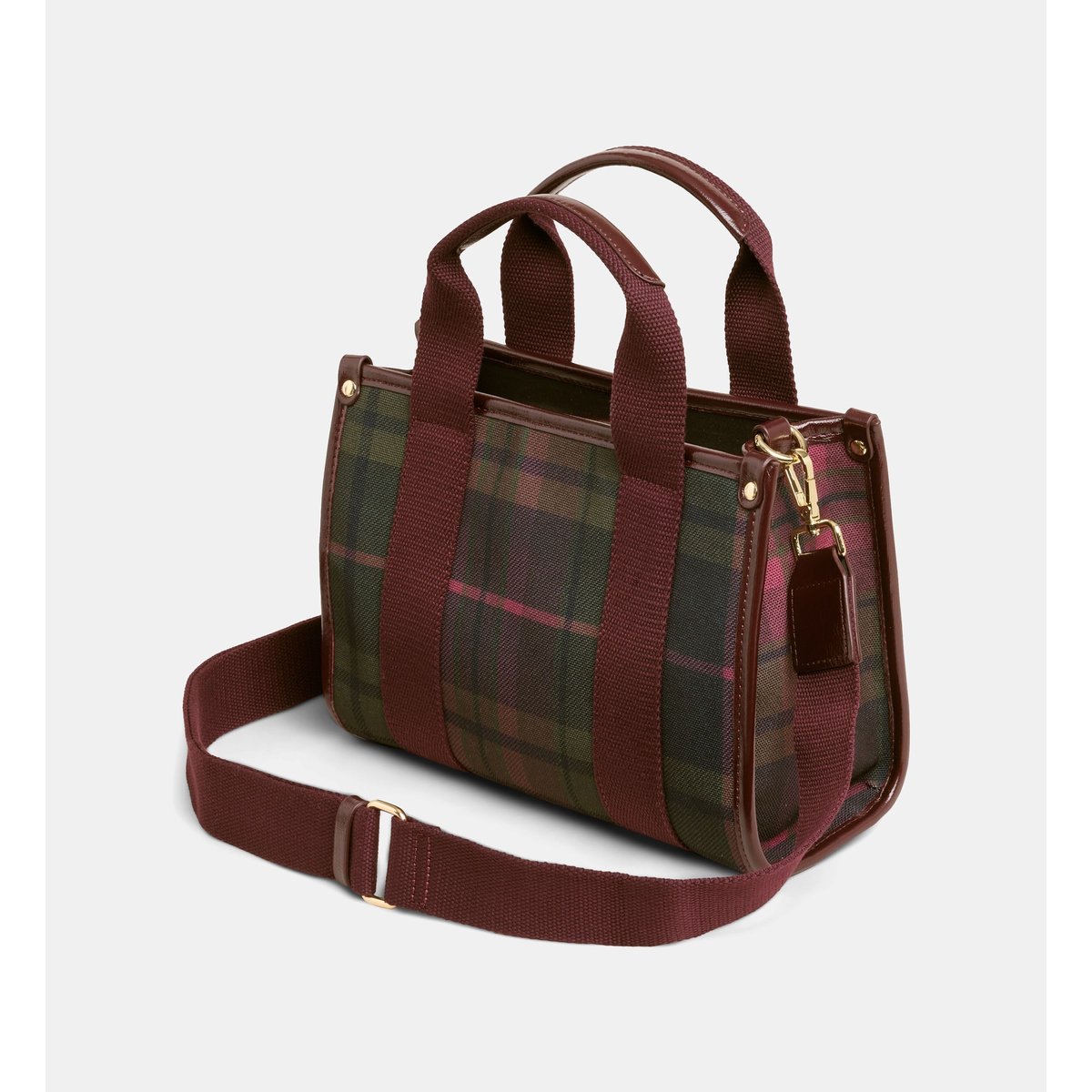 Sac cabas mini teddy à carreaux kaki foncé, GALERIES LAFAYETTE