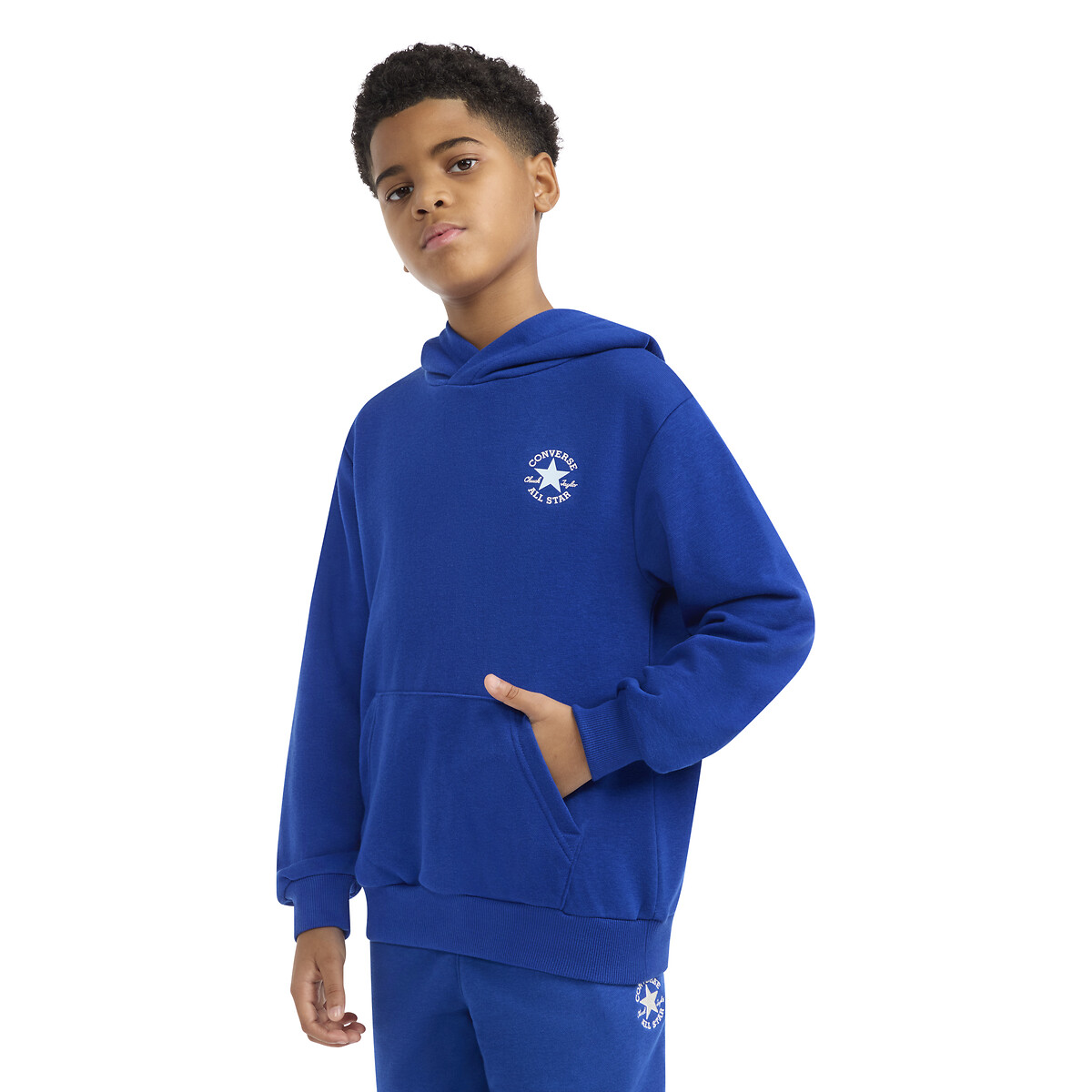 Sweat à capuche en molleton léger bleu, CONVERSE