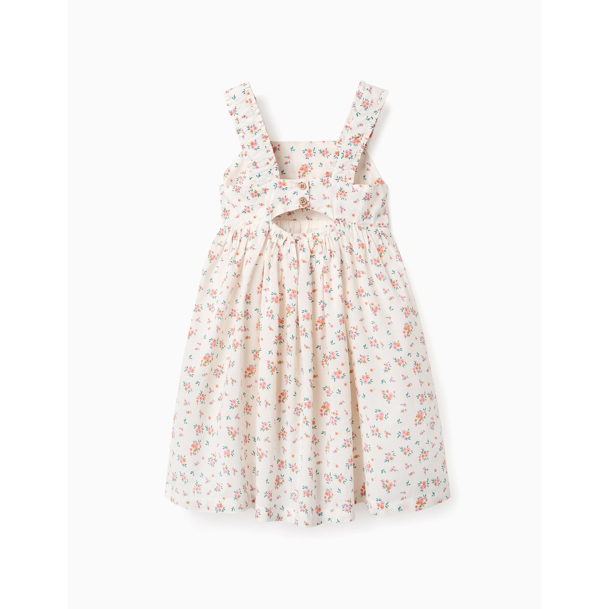 Robe sans manches en coton avec motif floral beige clair, ZIPPY