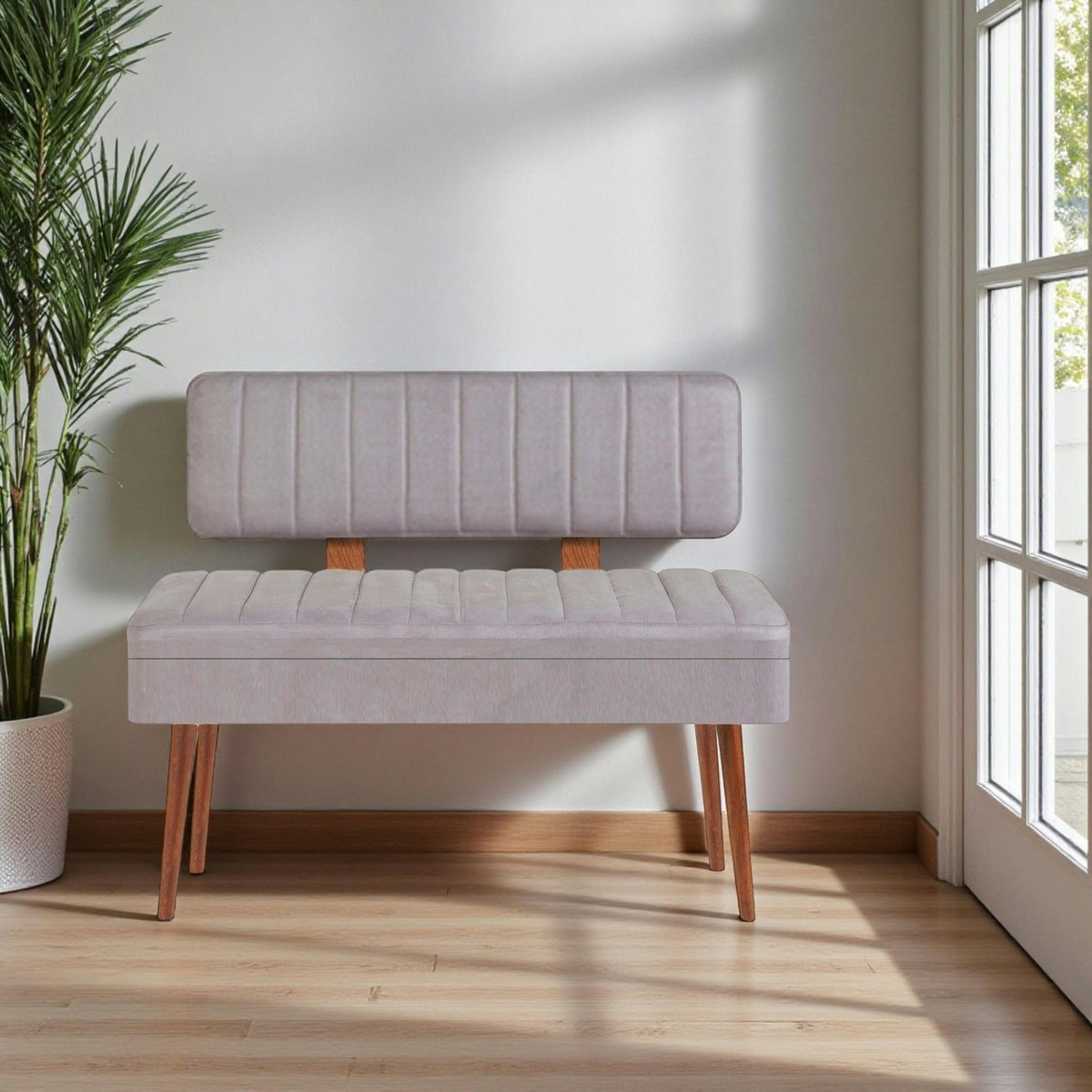 Banquette d'entrée avec coffre JENA gris, PIER IMPORT