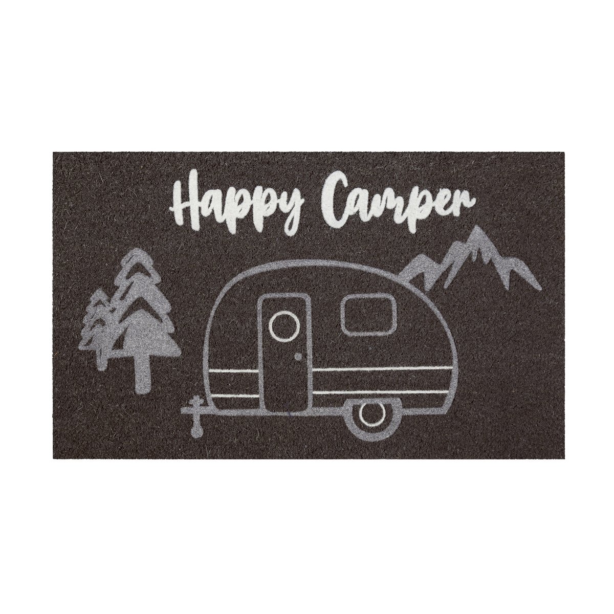 Paillasson coco, antidéparant ,  Happy Camper anthracite, WECON HOME