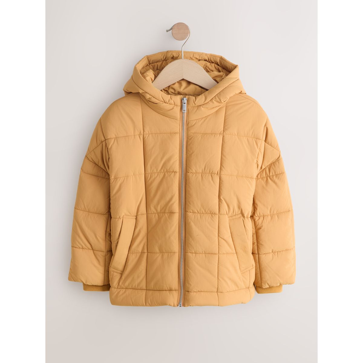 Manteau hydrofuge à matelassage carré jaune ocre, NEXT