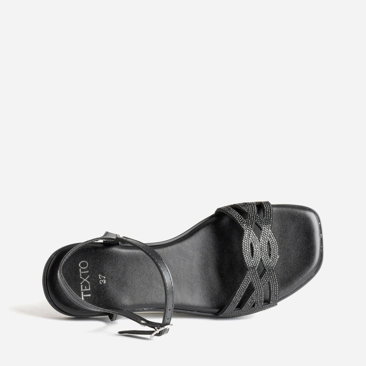 Sandale Plate NOLANA noir, TEXTO