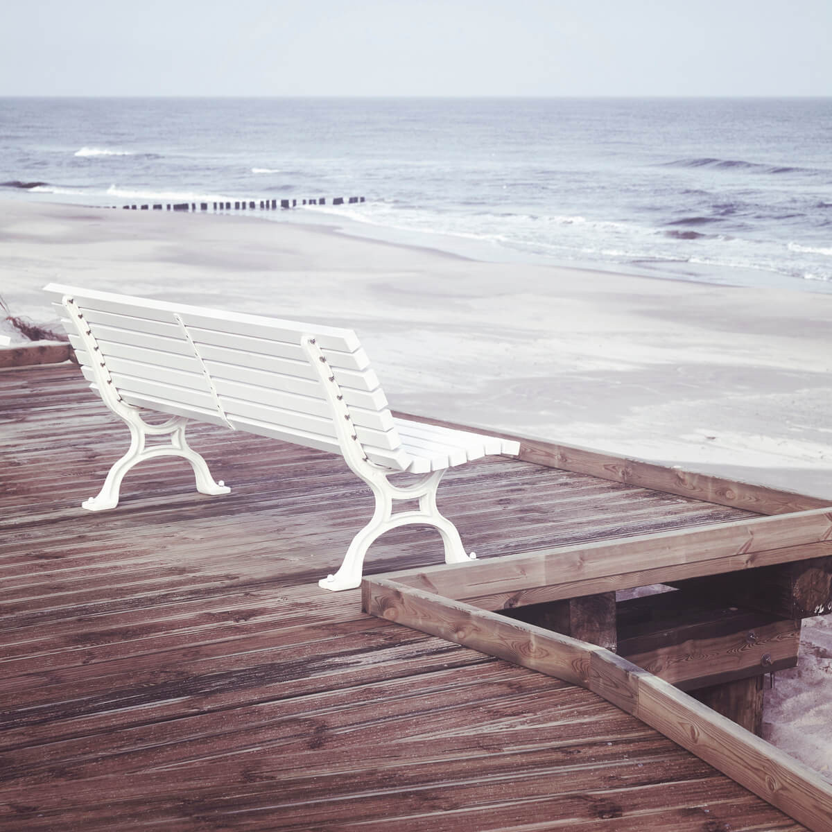 Tableau Mural Banc Face Mer PLAGE tableau en verre, CEANOTHE